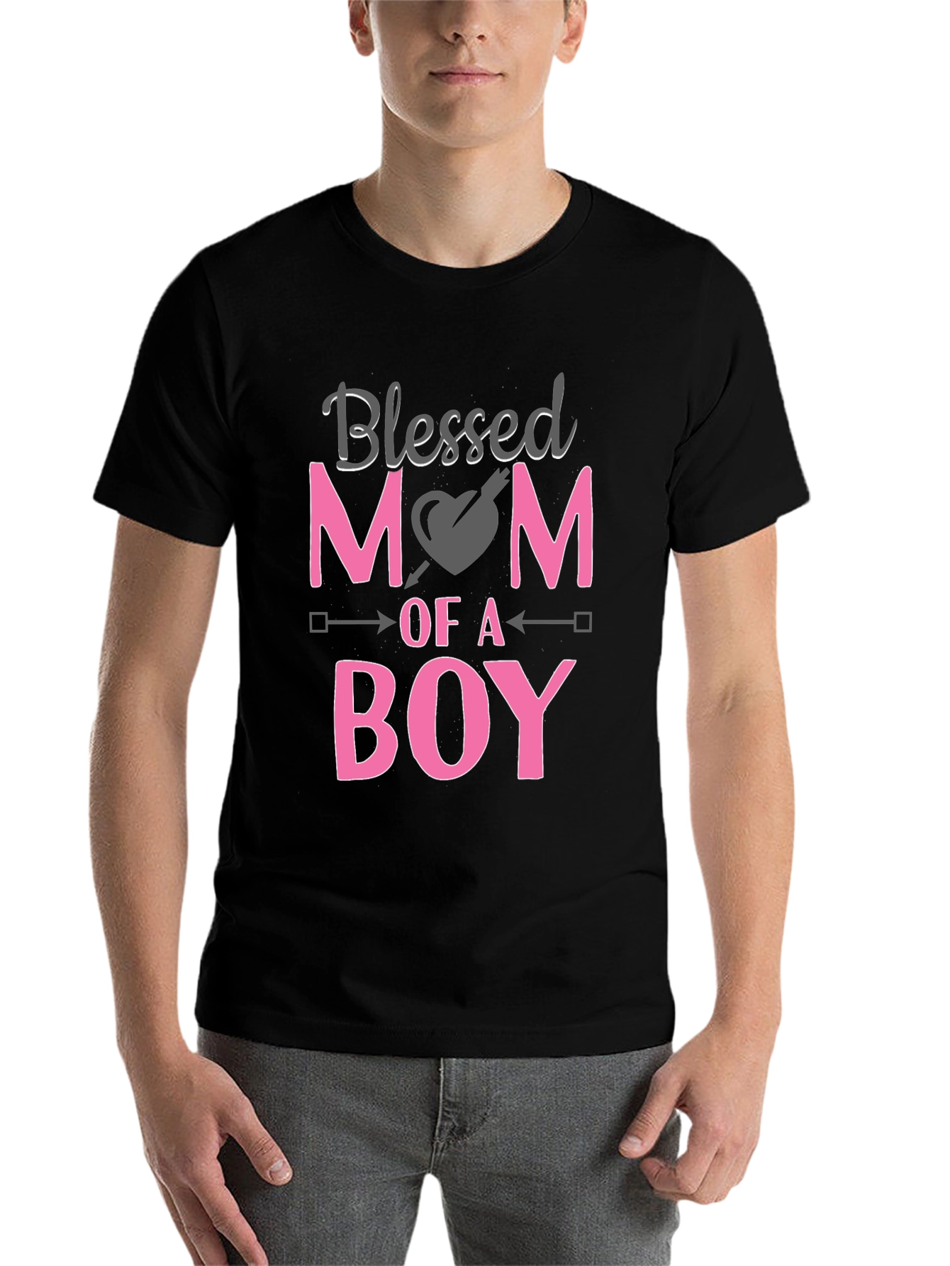 Black Blessed Mom of a Boy Black T-Shirt view 7