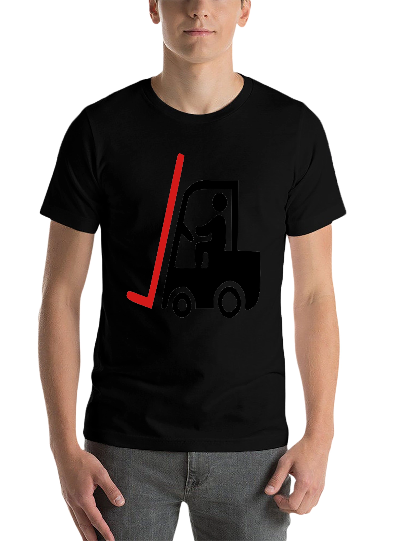 Black Forklift Humor Graphic T-Shirt - Black Cotton Tee view 7
