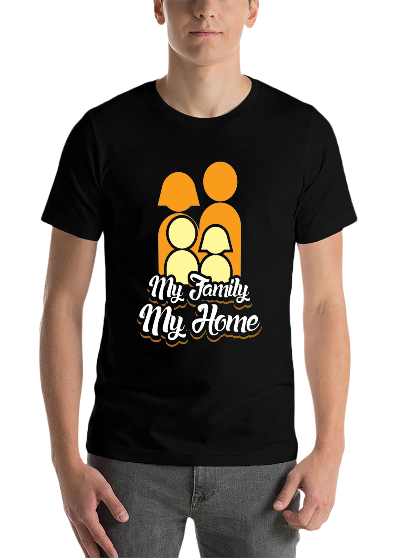 Black Family Home Graphic Tee - Black Unisex T-Shirt view 7