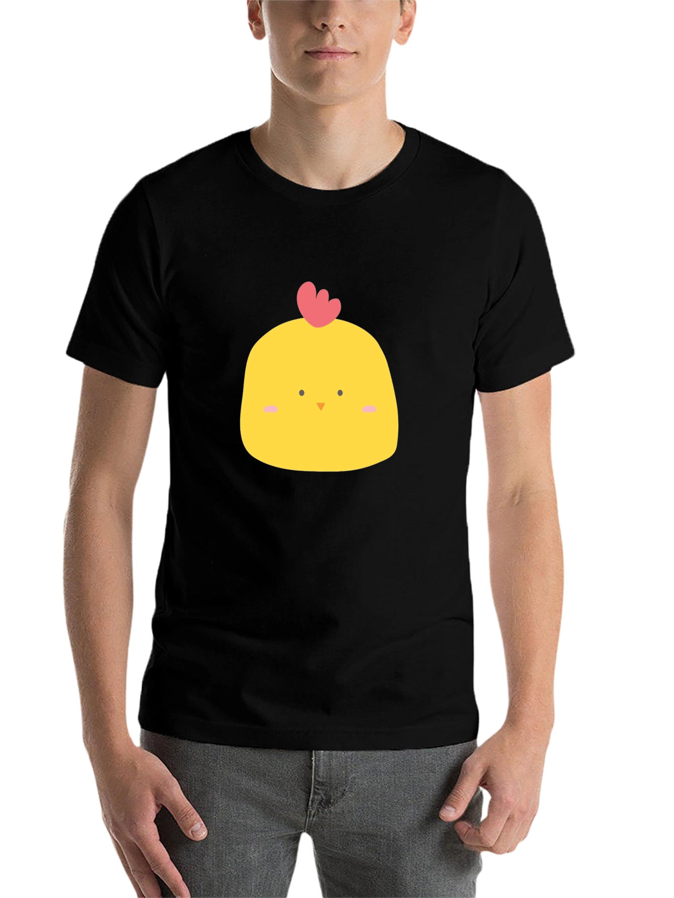 Black Cute Chicken Graphic Tee - Black Cotton Blend view 7