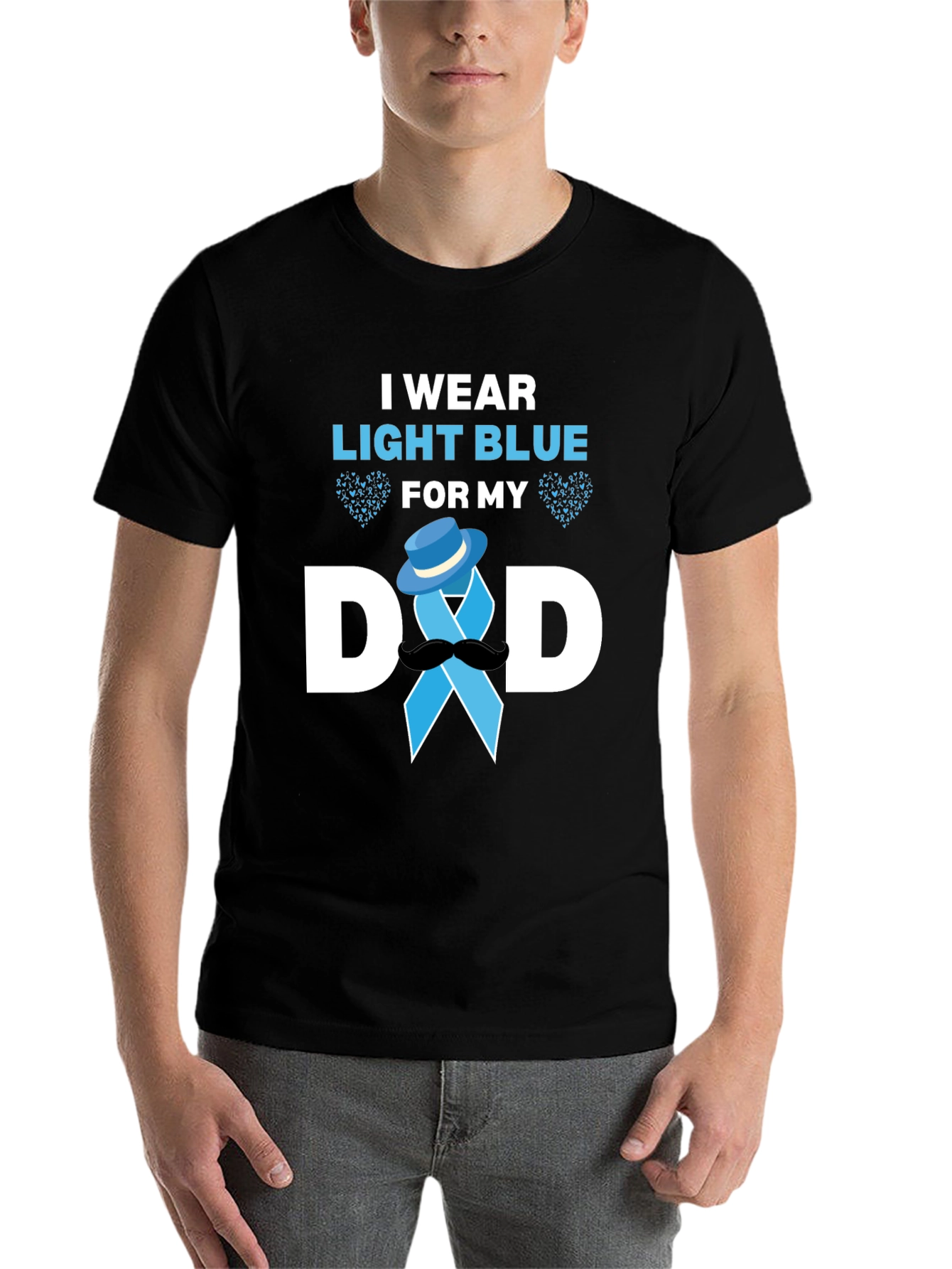 Black Light Blue Dad Support T-Shirt view 7