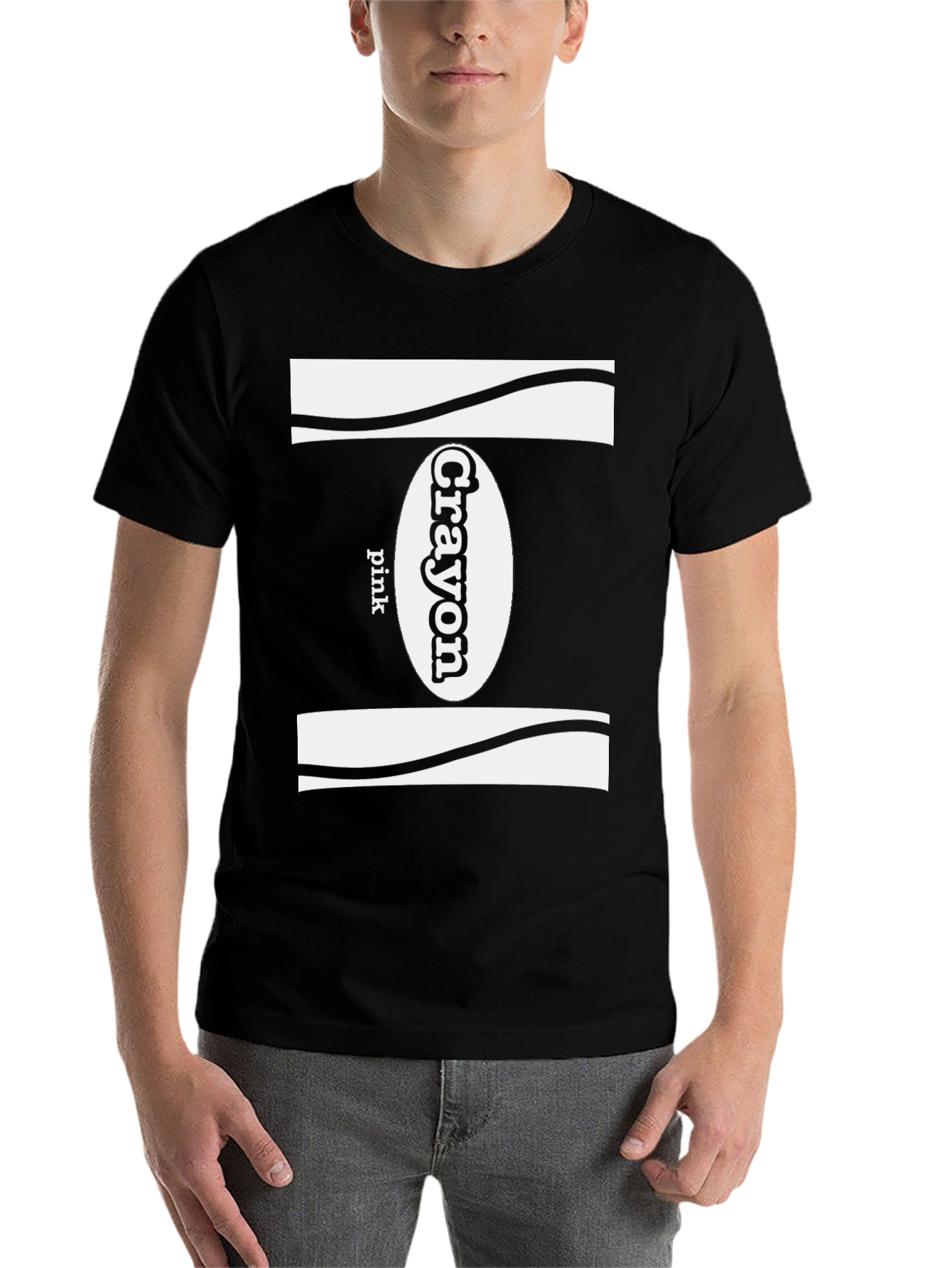 Black Crayon Pink T-Shirt - Novelty Graphic Tee view 7