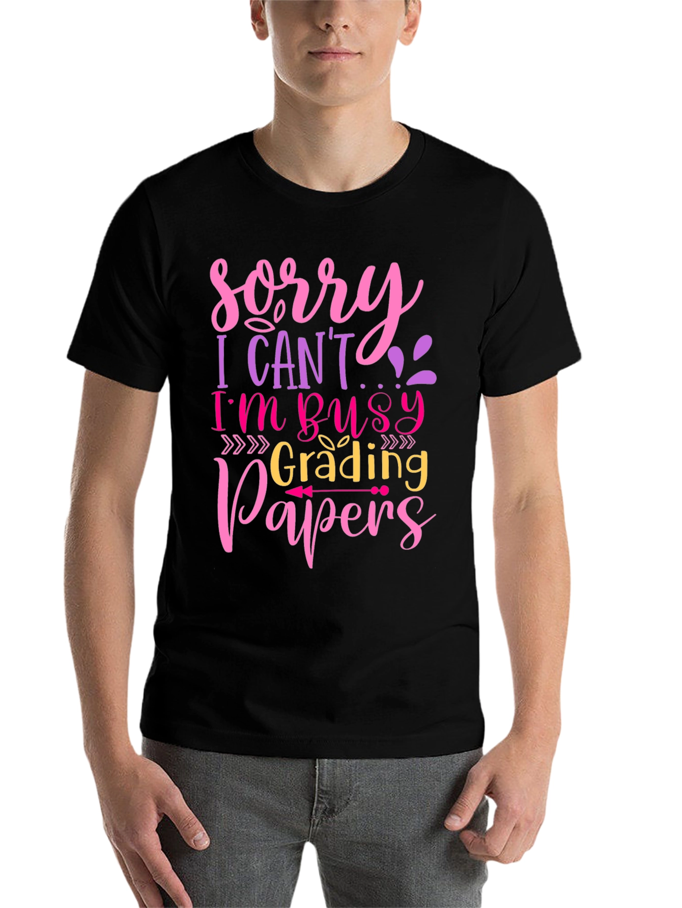 Black Busy Grading Papers T-Shirt: Teacher Life Apparel view 7