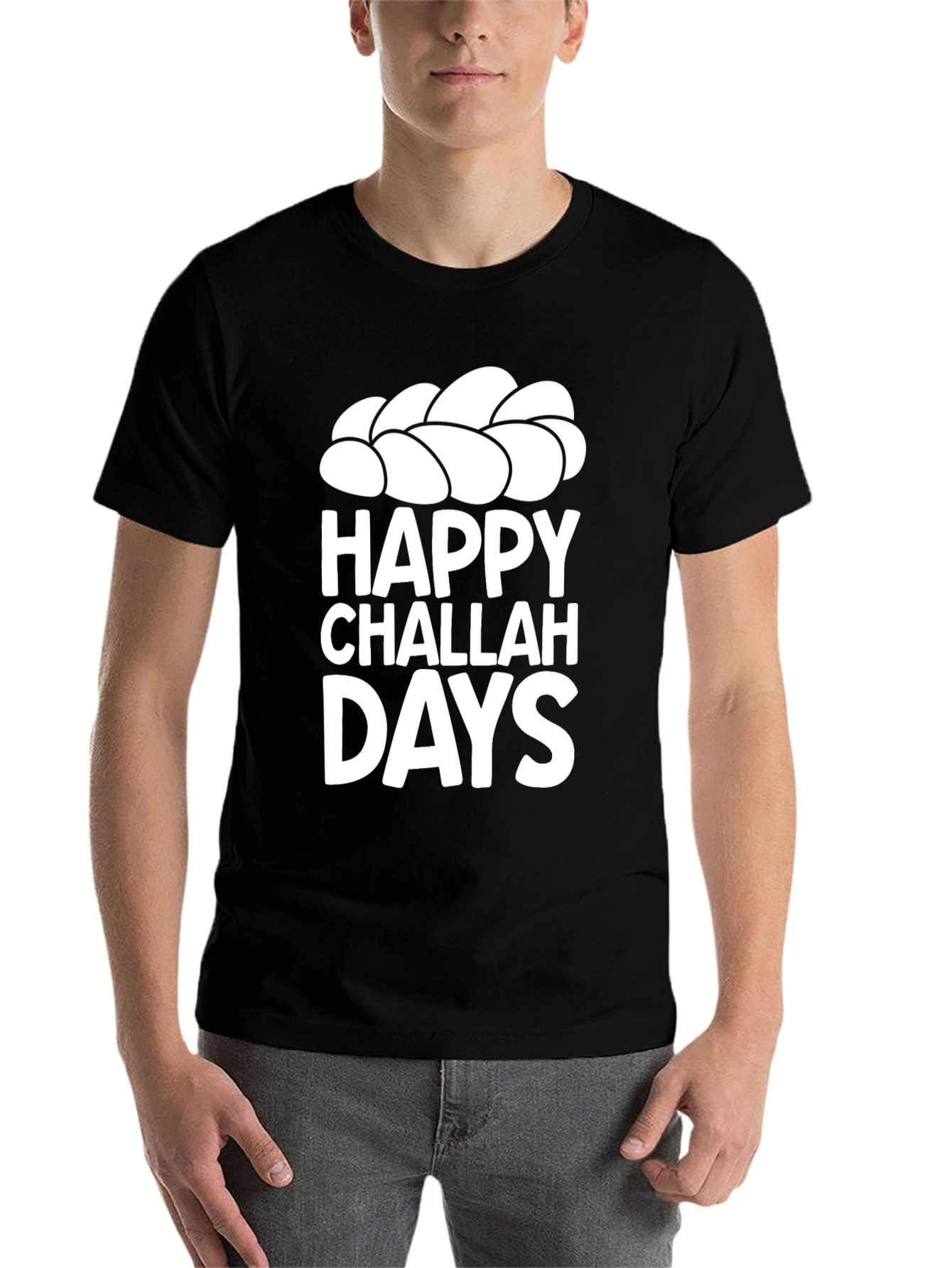 Black Happy Challah Days Graphic Tee view 7