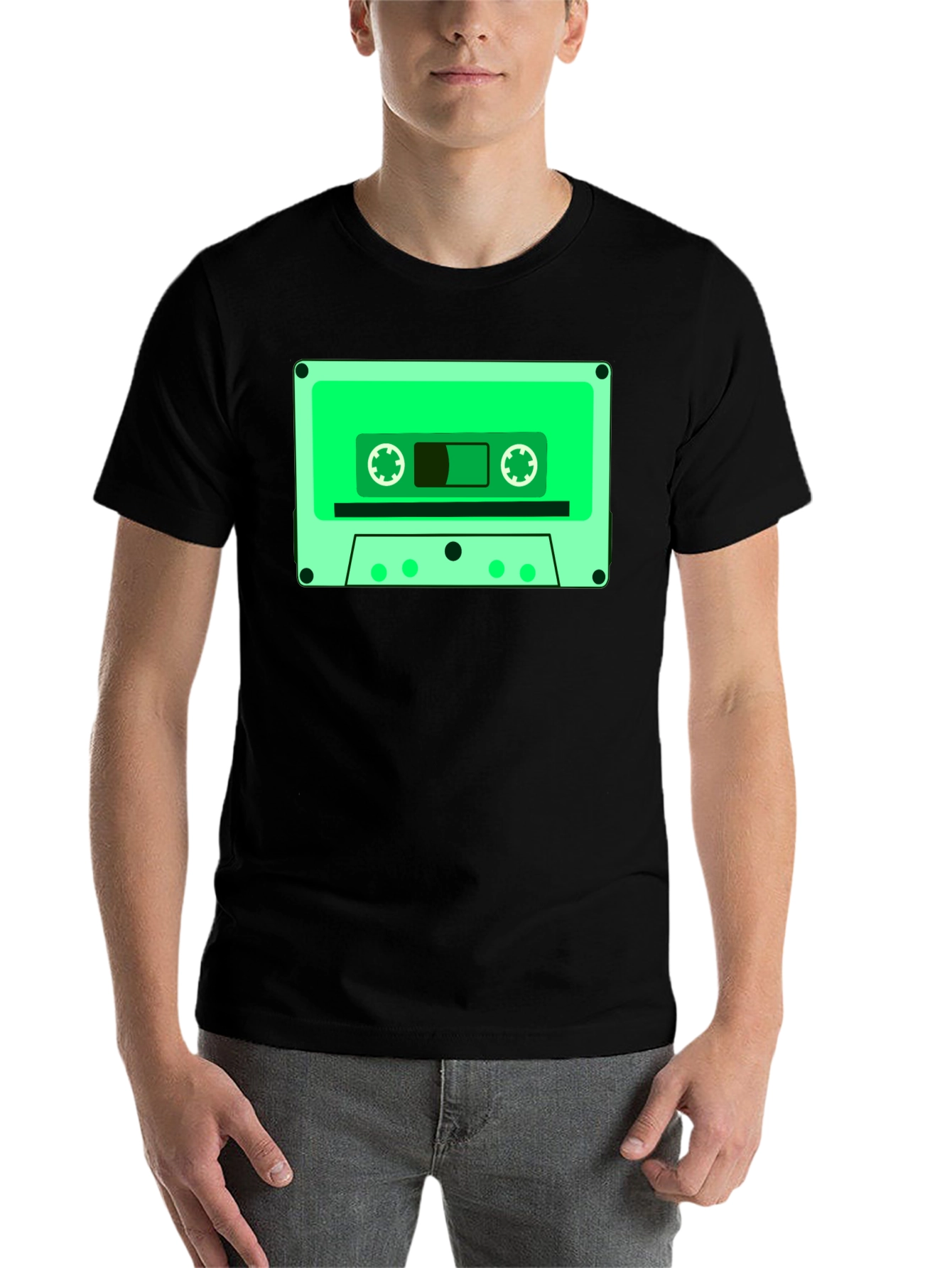 Black Retro Cassette Tape Graphic T-Shirt view 7