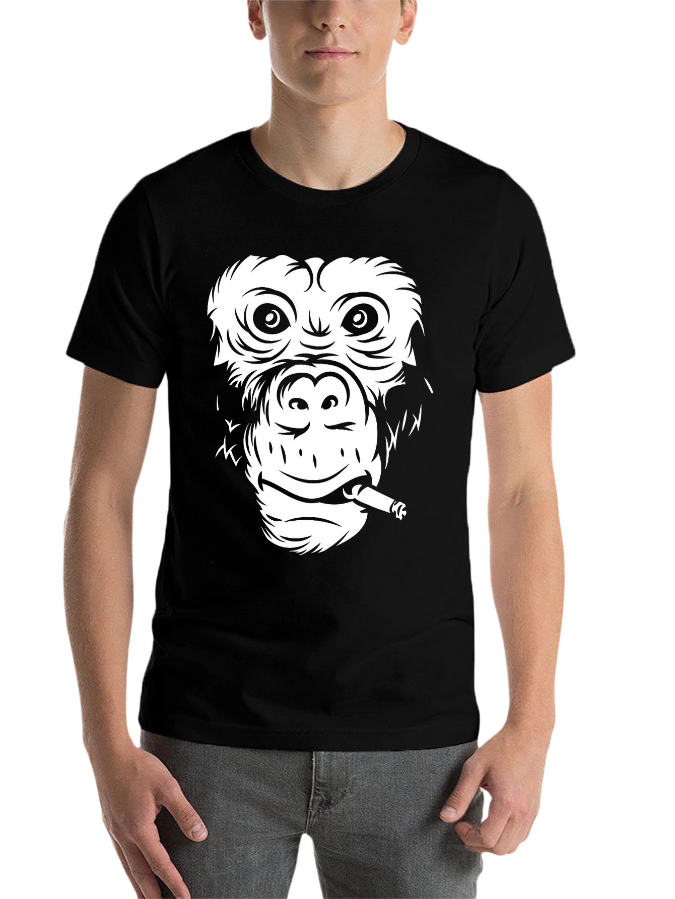 Black Cool Monkey Graphic Tee - Black Unisex T-Shirt view 7