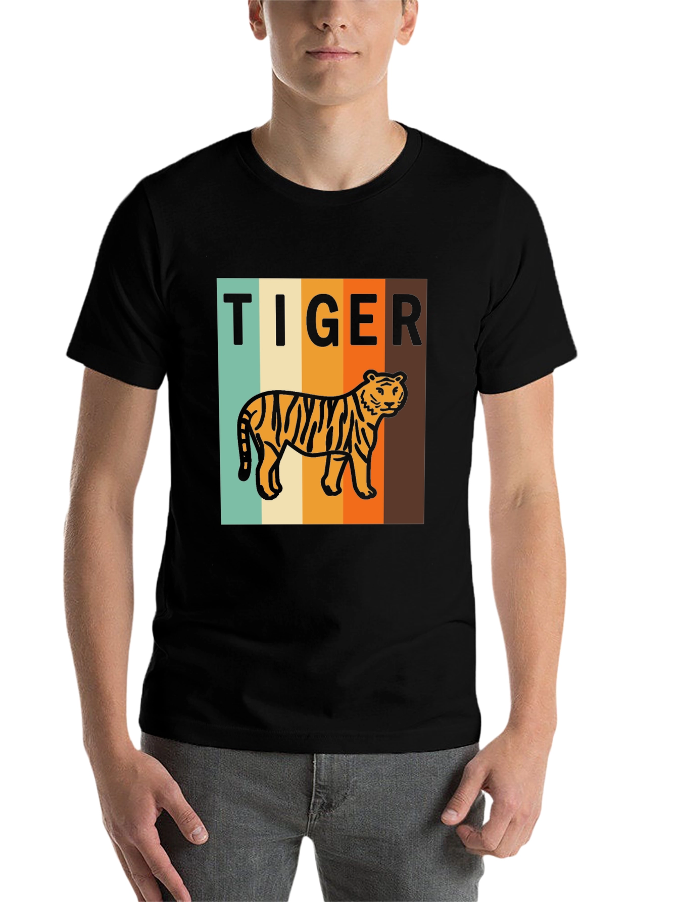Black Retro Tiger Graphic T-Shirt - Vintage Style Tee view 7