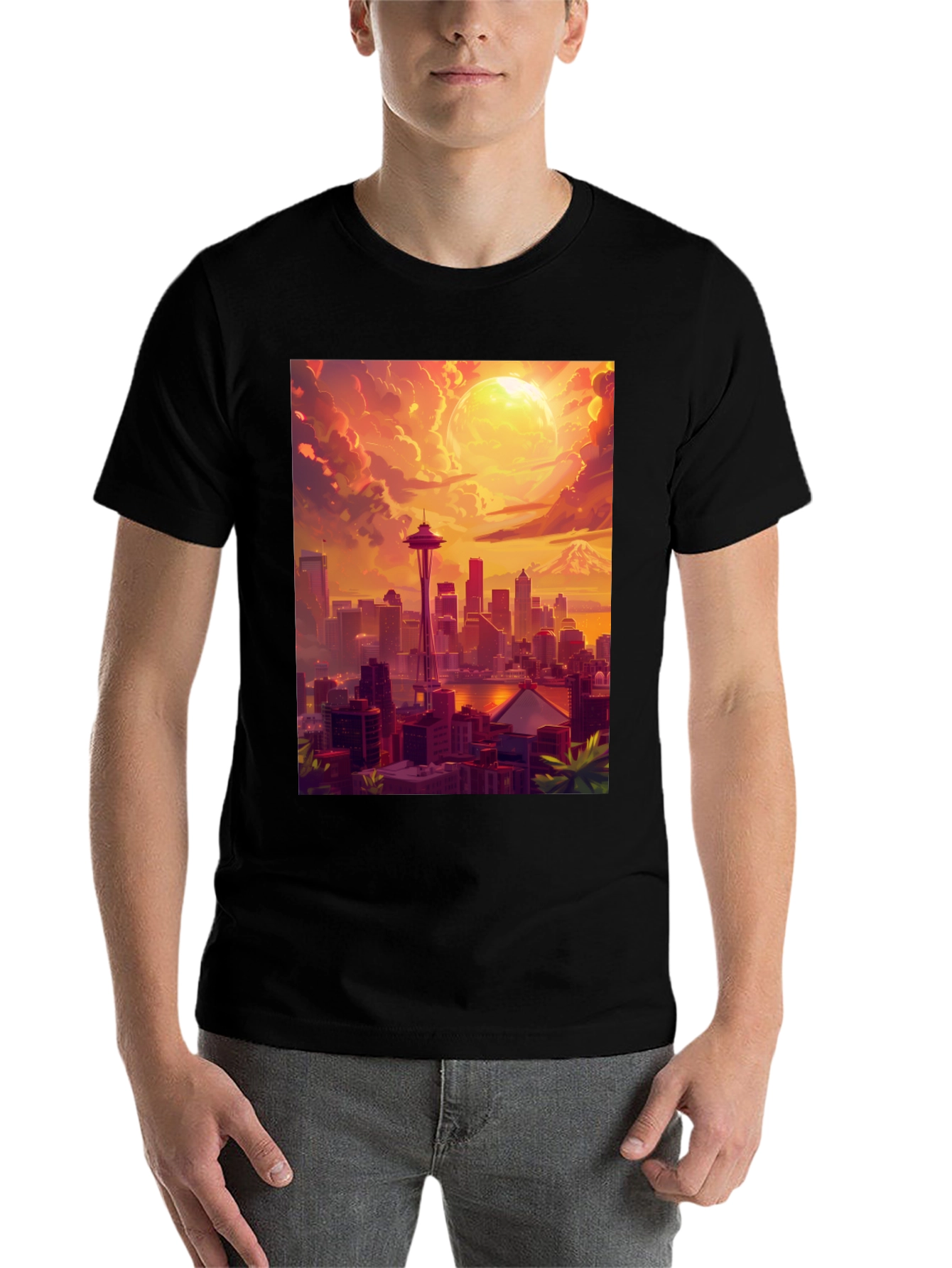 Black Seattle Skyline T-Shirt view 7