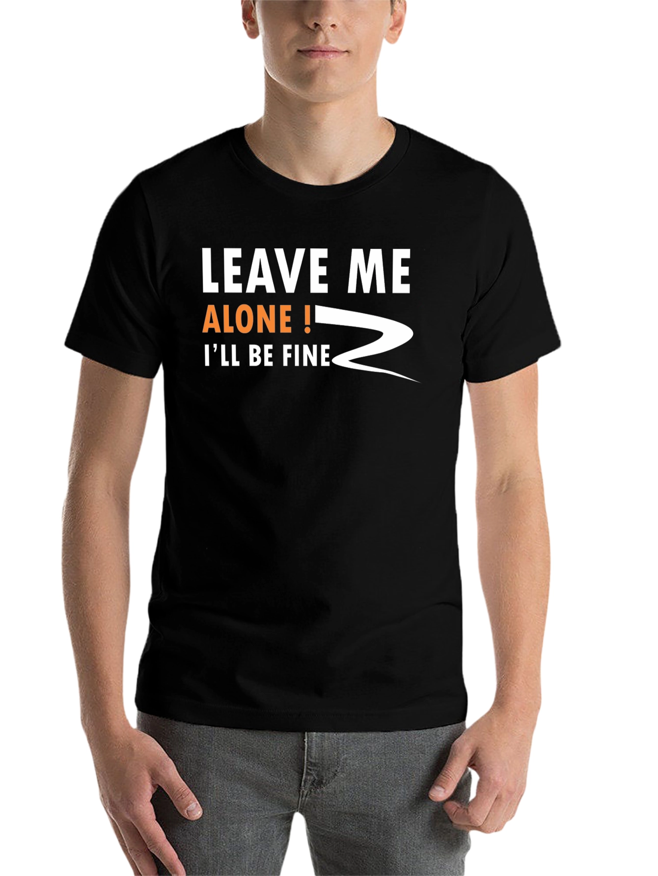 Black Leave Me Alone! Funny Graphic T-Shirt view 7
