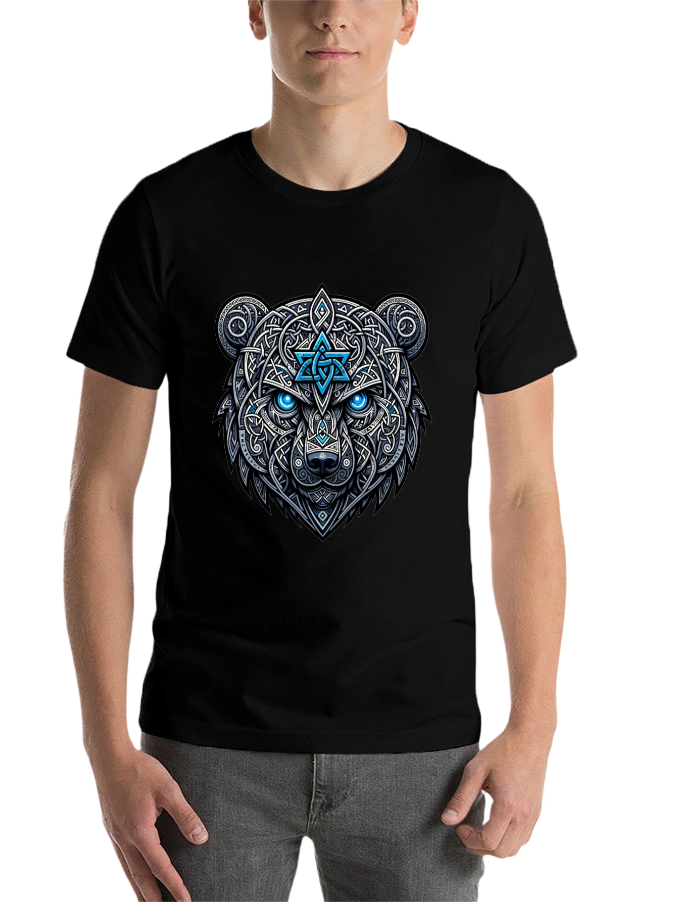 Black Celtic Bear Graphic Tee - Black view 7
