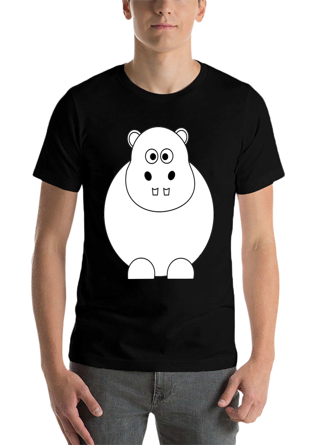 Black Hippo Graphic Tee - Black Cotton T-Shirt view 7