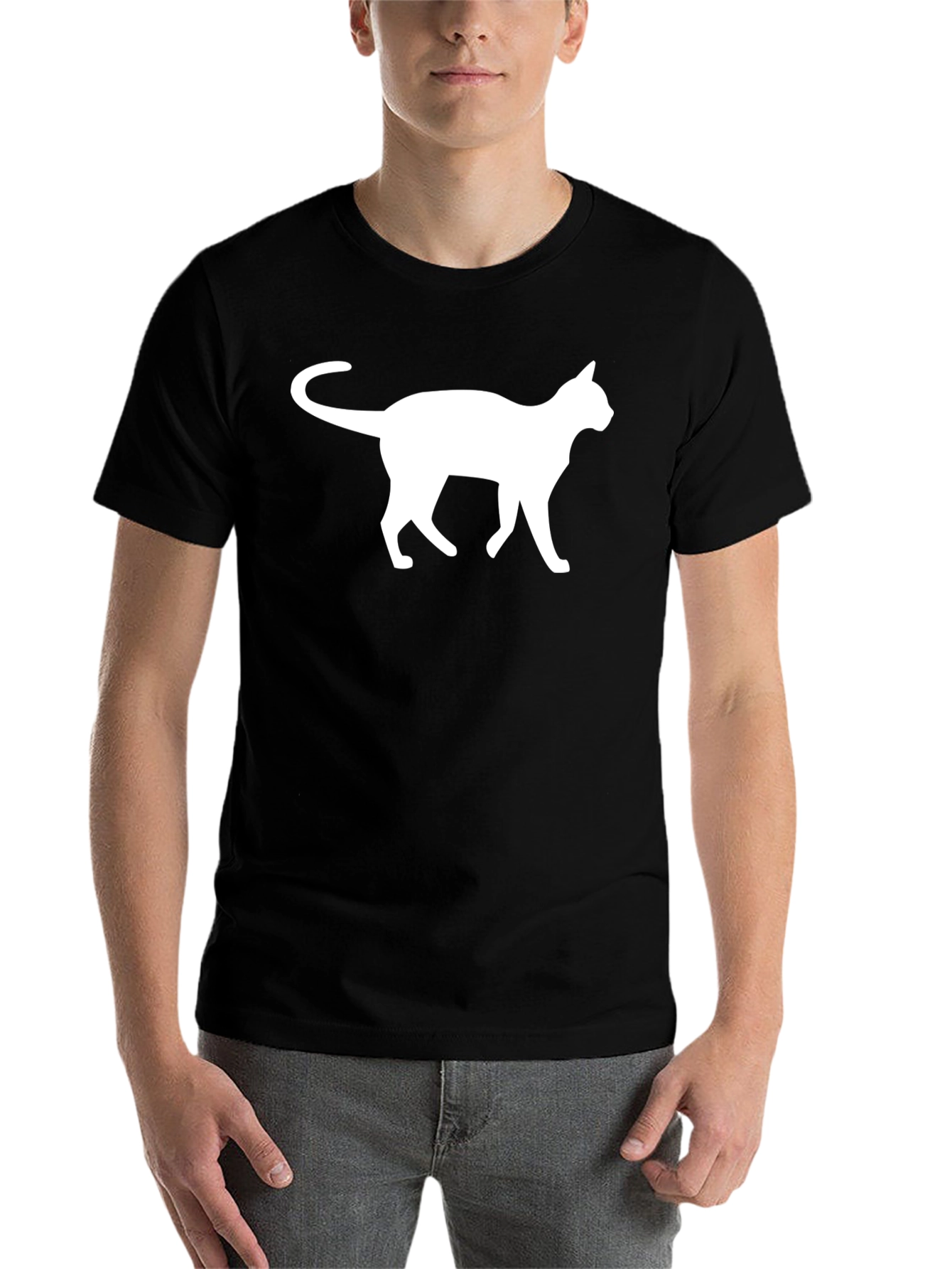 Black Cat Silhouette T-Shirt - Classic Black Tee view 7