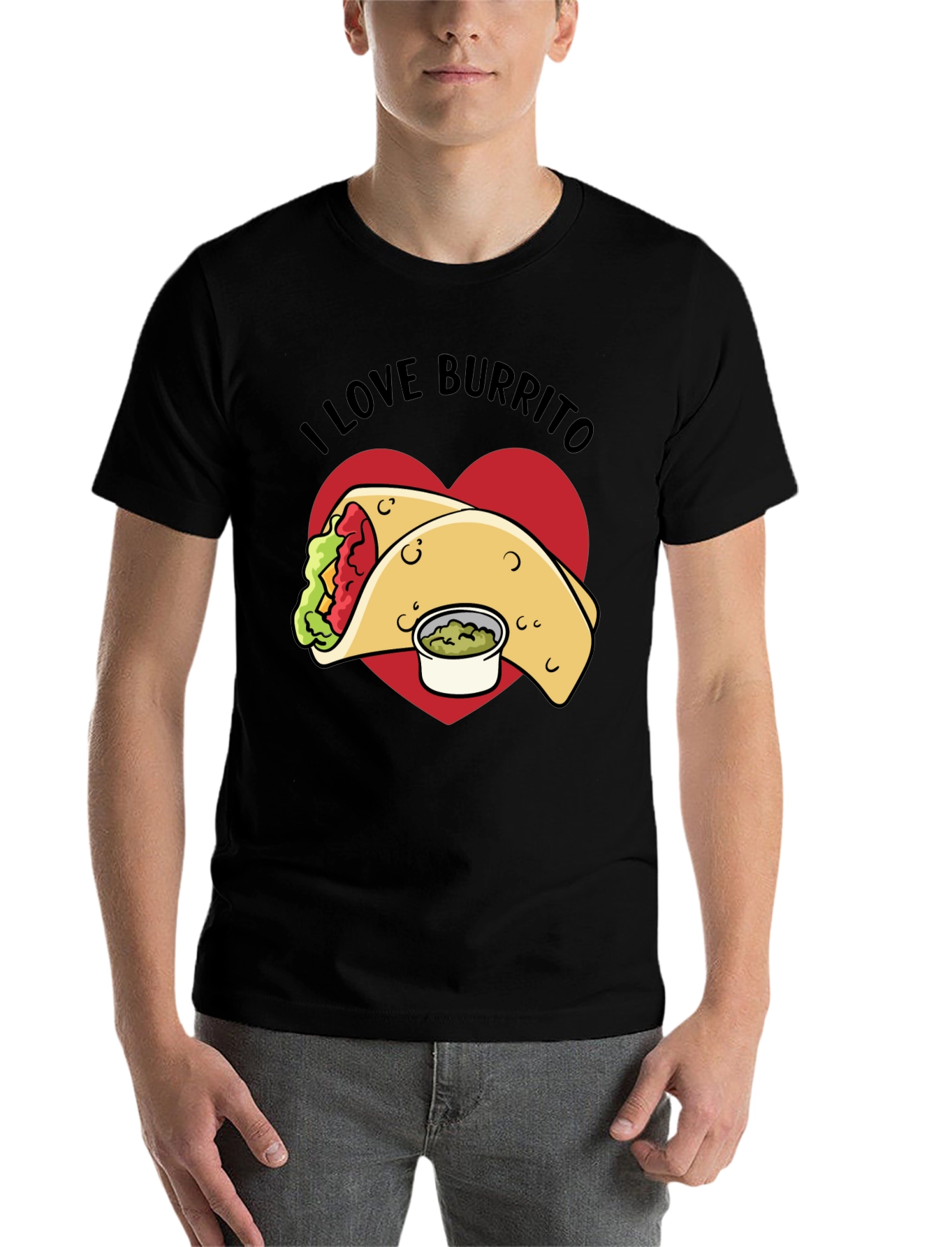Black I Love Burrito Graphic T-Shirt view 7