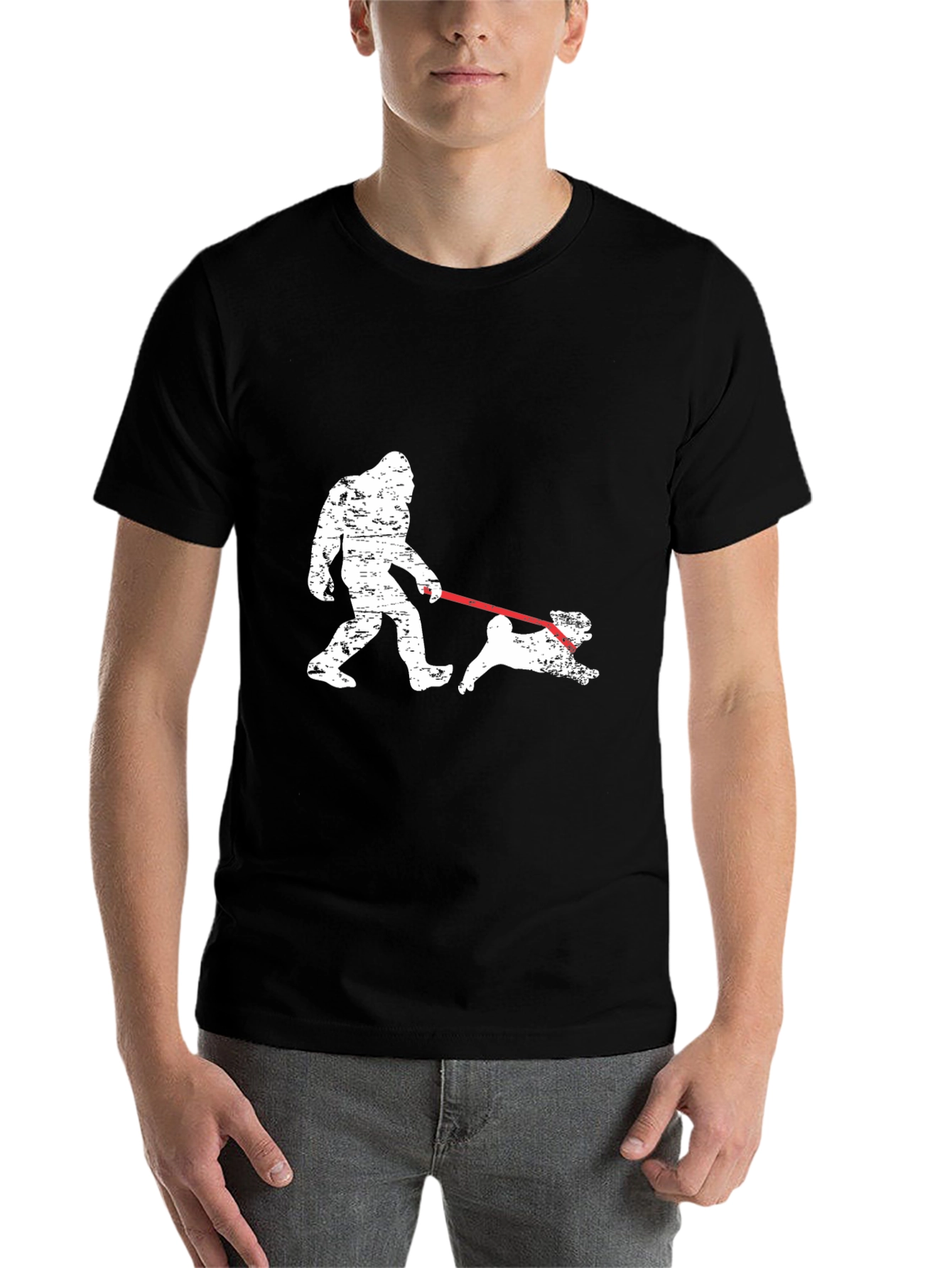 Black Bigfoot Dog Walk Graphic Tee - Black view 7