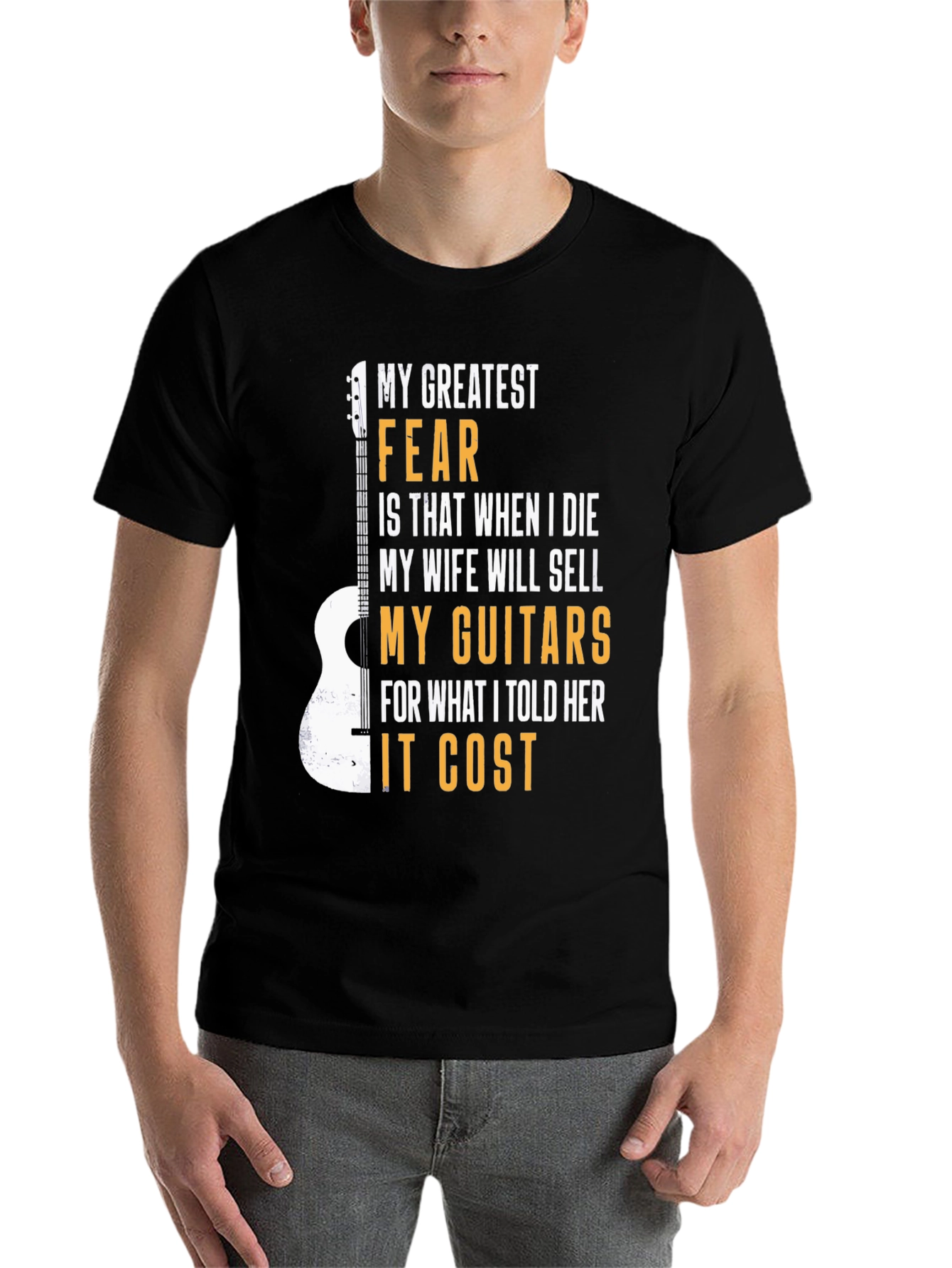 Black Guitar Lover T-Shirt: My Greatest Fear Funny Musician Tee view 7