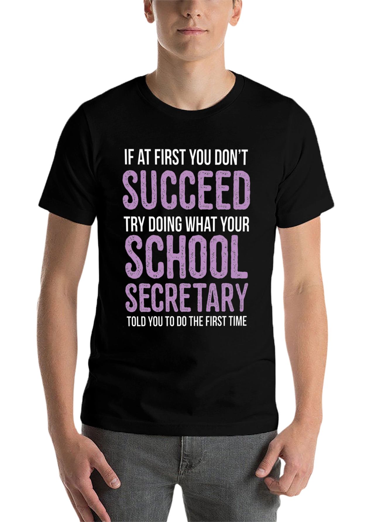 Black School Secretary T-Shirt - Funny Slogan Tee view 7