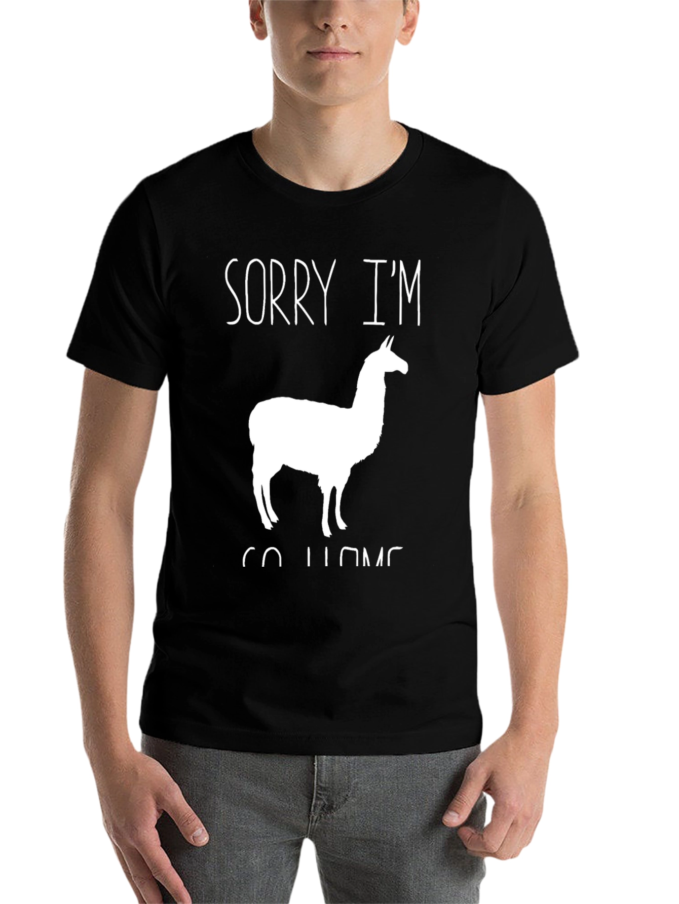 Black Sorry I'm Llama Go Home T-Shirt view 7