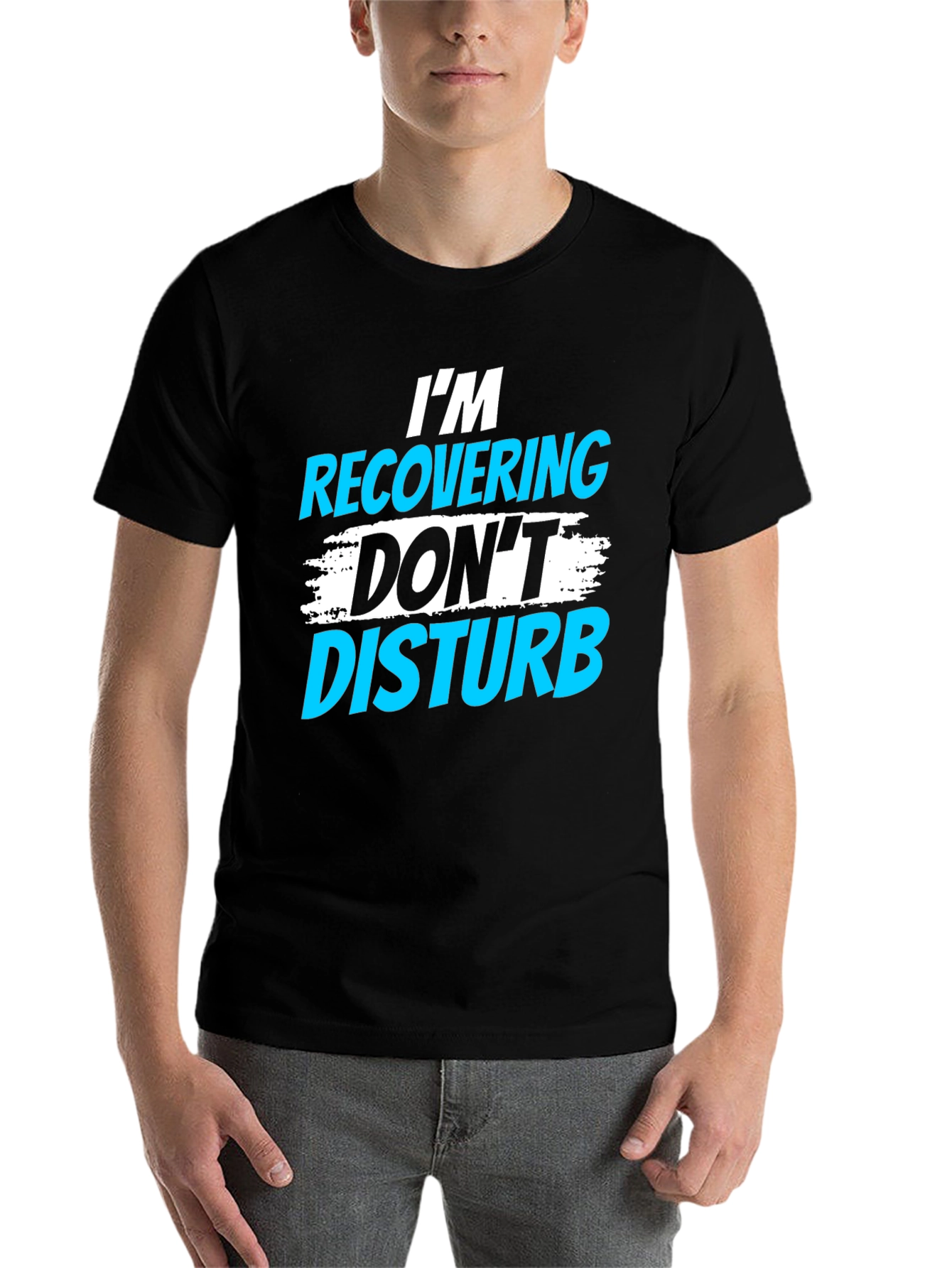 Black I'm Recovering, Don't Disturb Graphic T-Shirt view 7