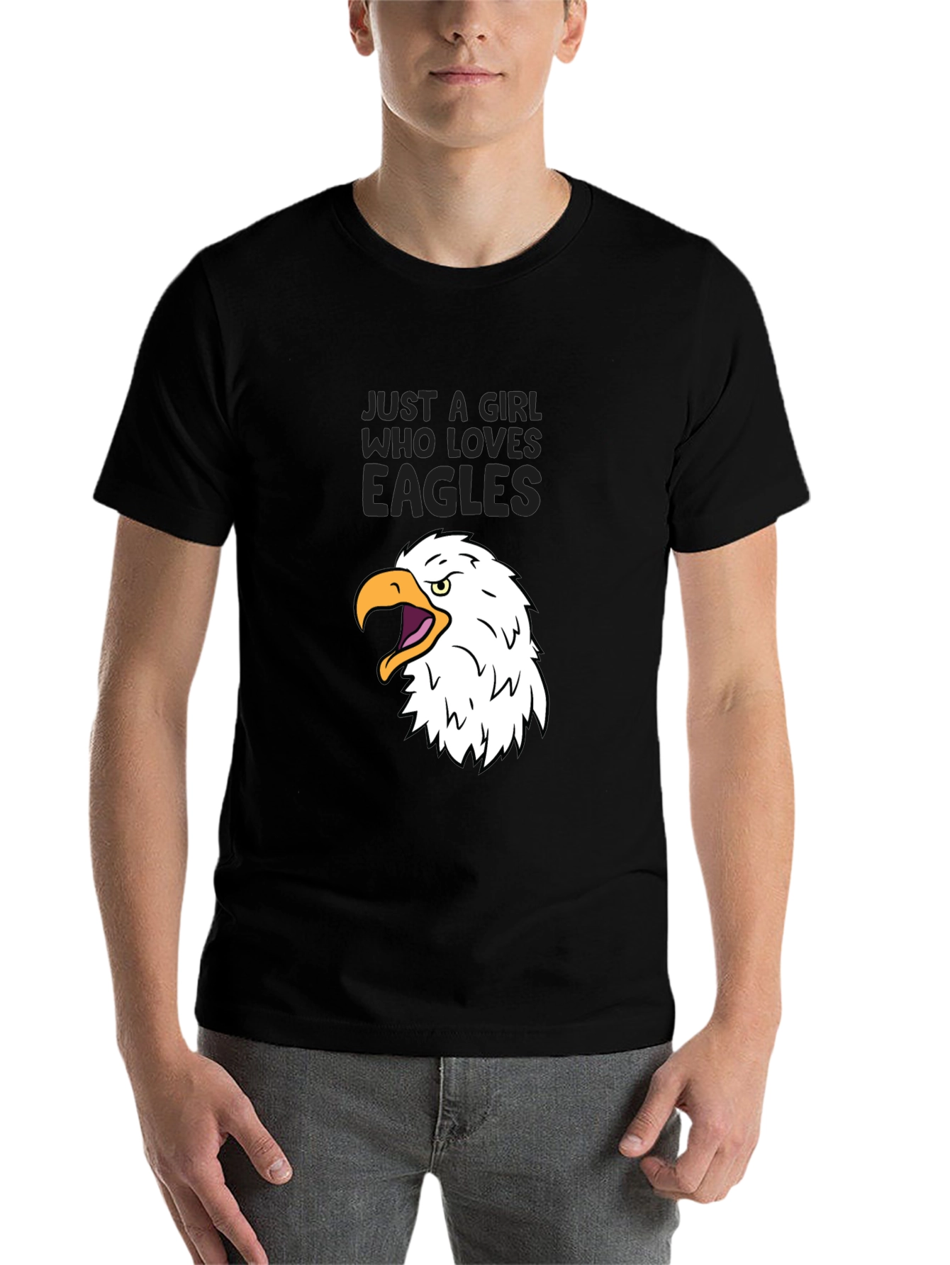 Black Just a Girl Who Loves Eagles T-Shirt view 7
