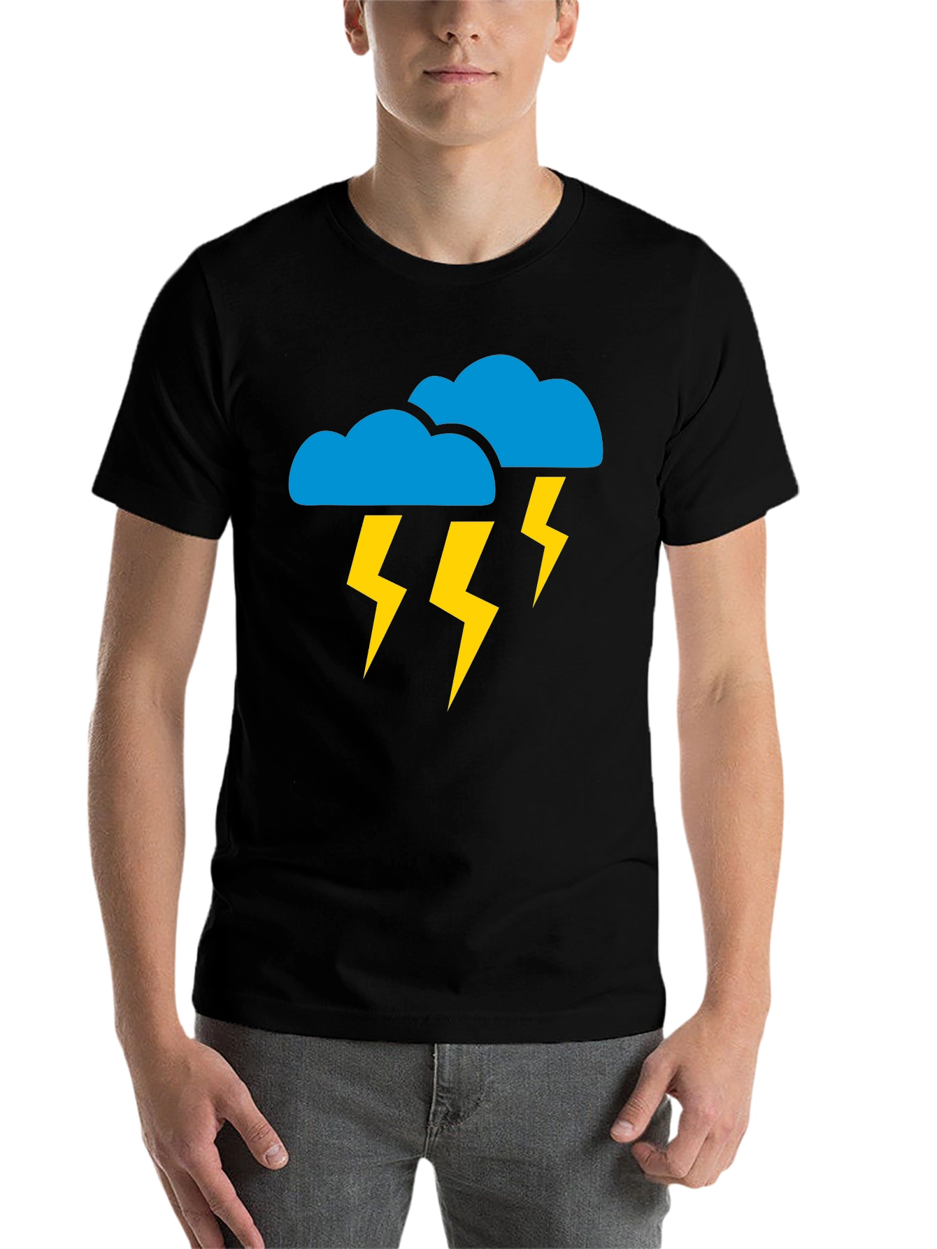 Black Stormy Weather Graphic Tee - Black Cotton T-Shirt view 7