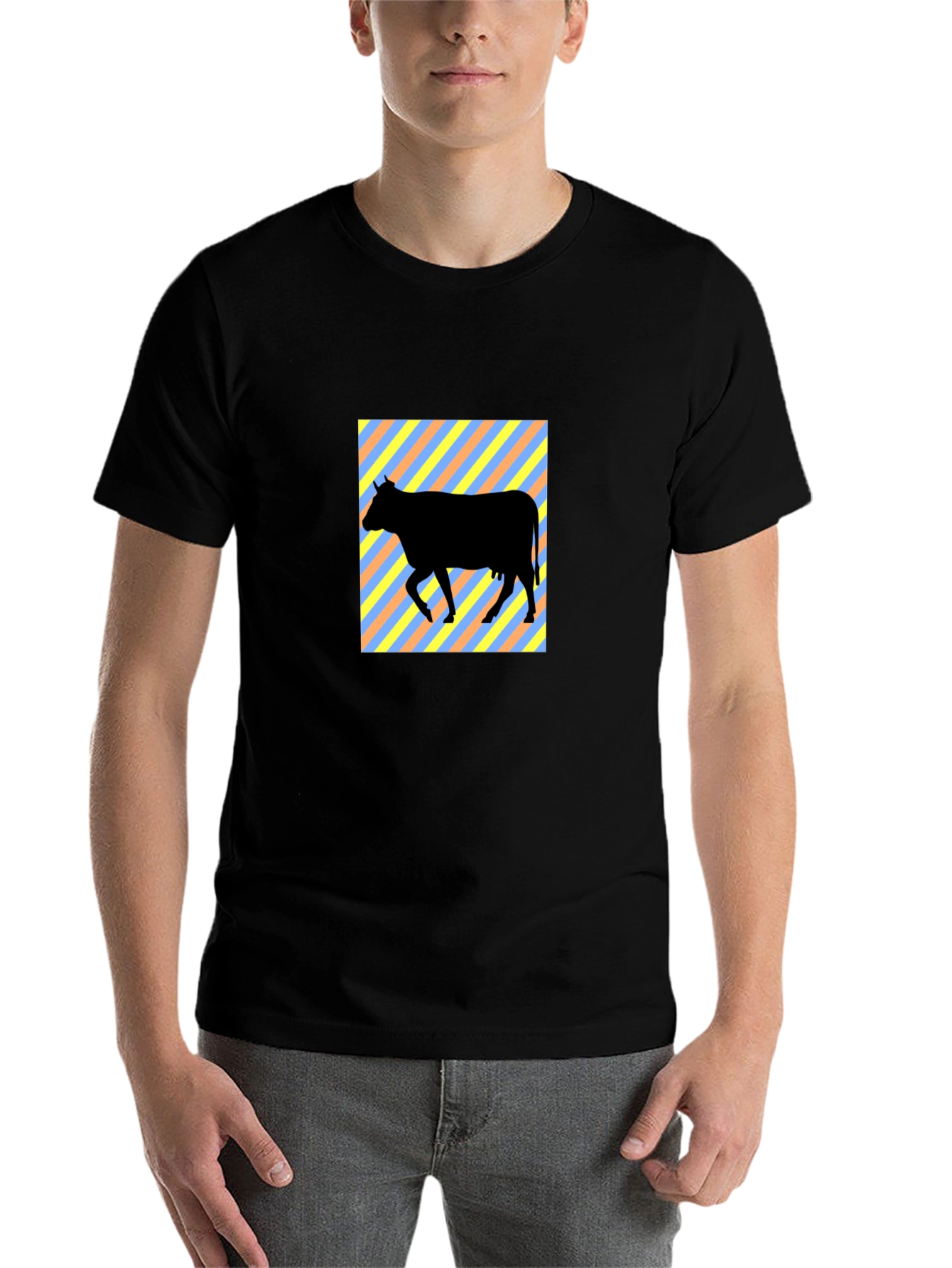 Black Cow Silhouette Graphic Tee - Black view 7