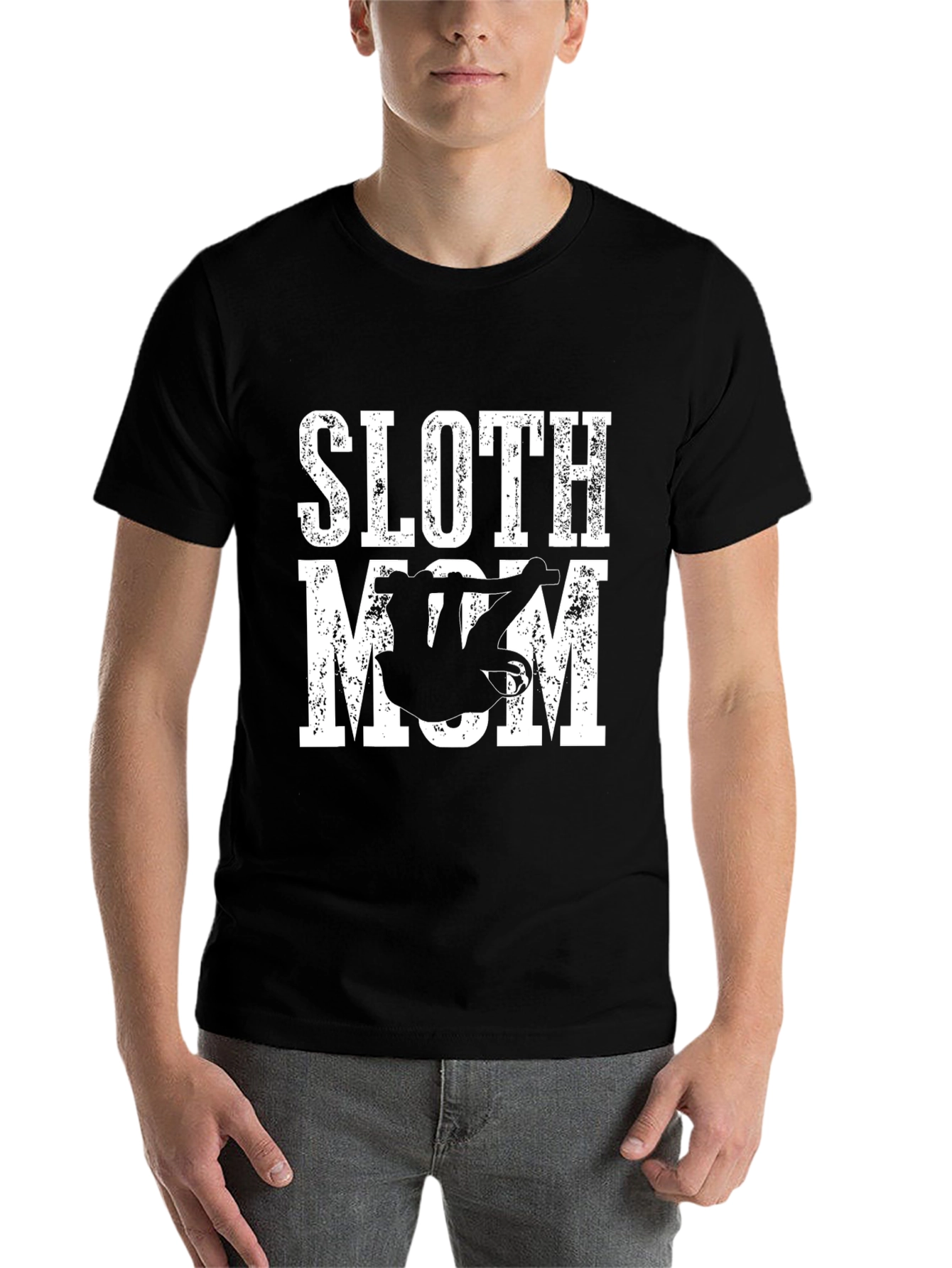 Black Sloth Mom T-Shirt - Cute Graphic Tee view 7