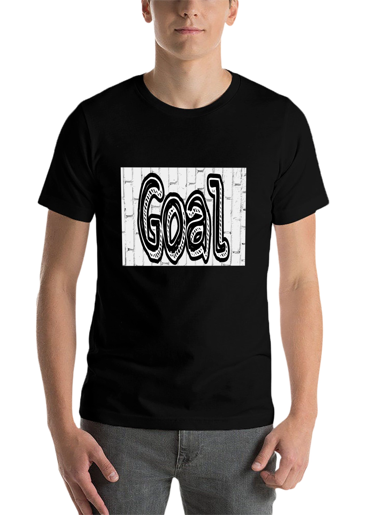 Black Goal Graffiti Style Tee - Black Cotton Blend Shirt view 7