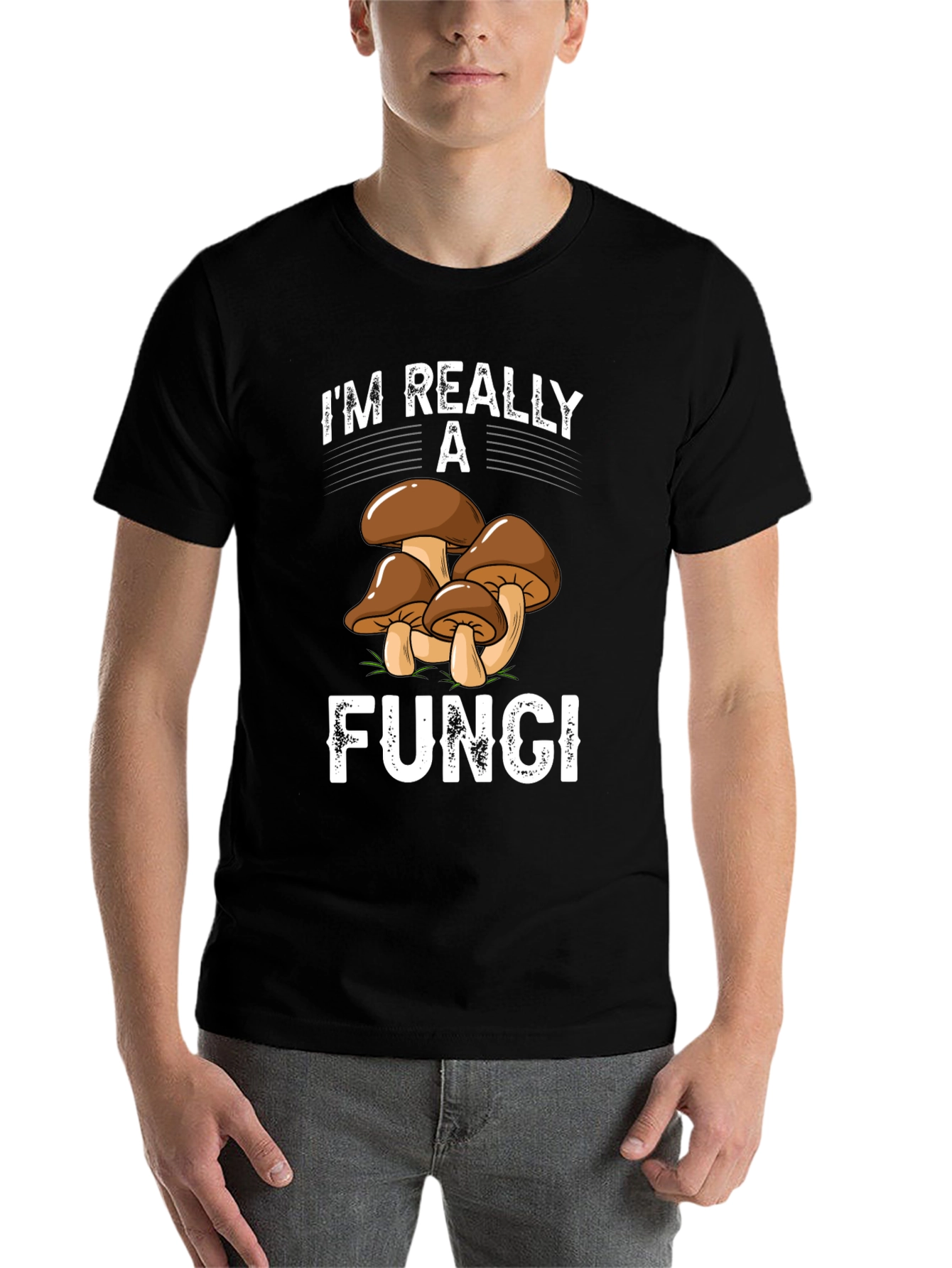 Black I'm Really a Fungi T-Shirt - Funny Mushroom Tee view 7
