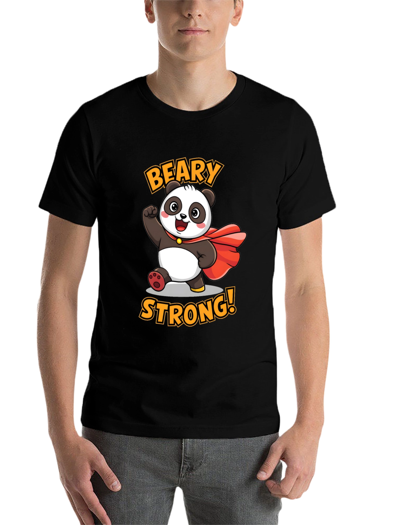 Black Beary Strong Panda Graphic Tee view 7
