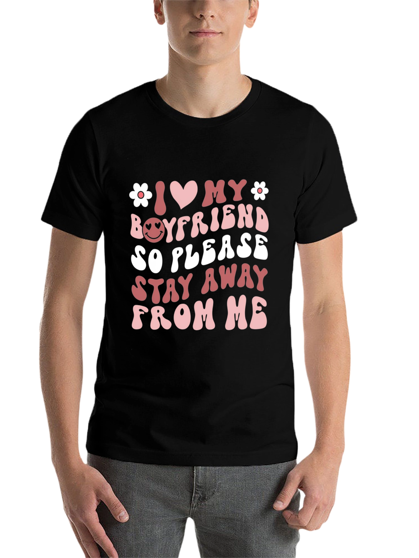 Black I Love My Boyfriend Graphic Tee - Valentine's Day T-Shirt view 7