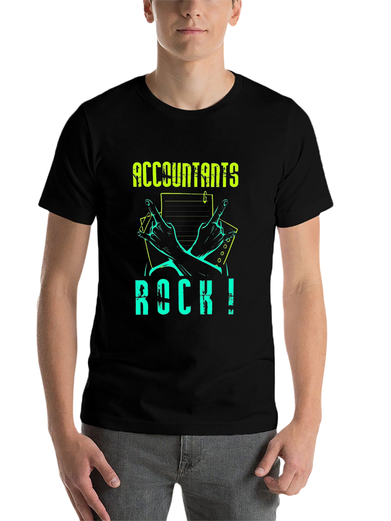 Black Accountants Rock! Graphic Tee - Black view 7