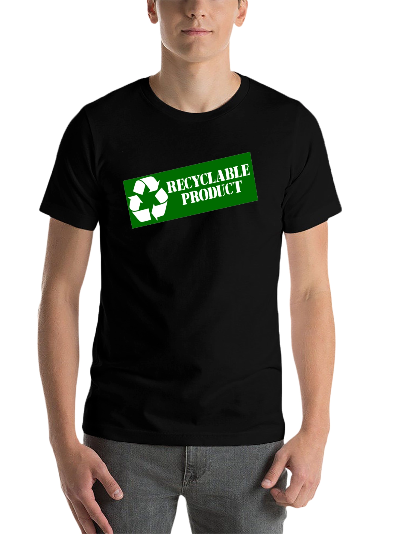 Black Recyclable Product Black T-Shirt view 7