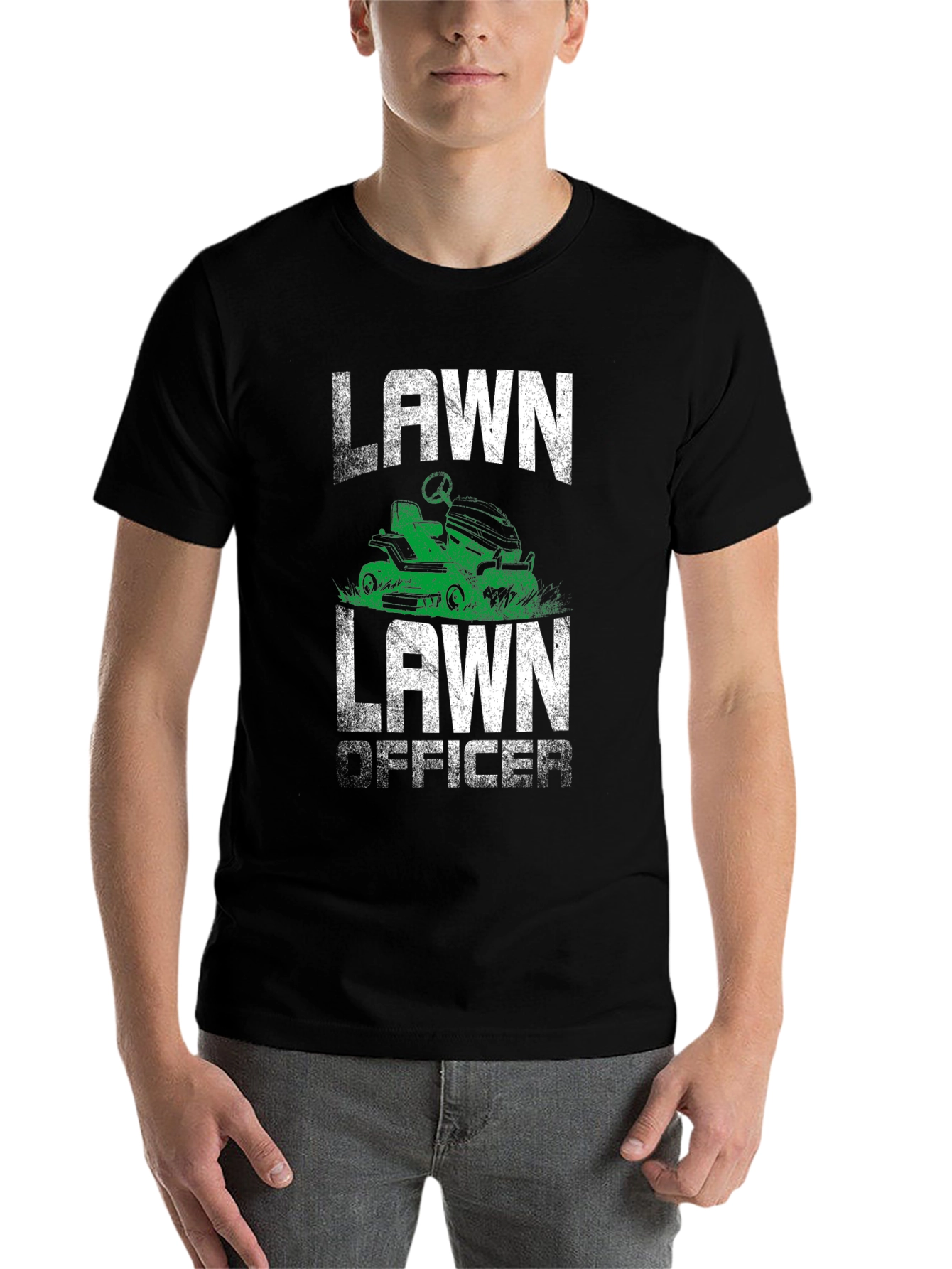 Black Lawn Officer Graphic Tee - Funny Mowing Shirt view 7