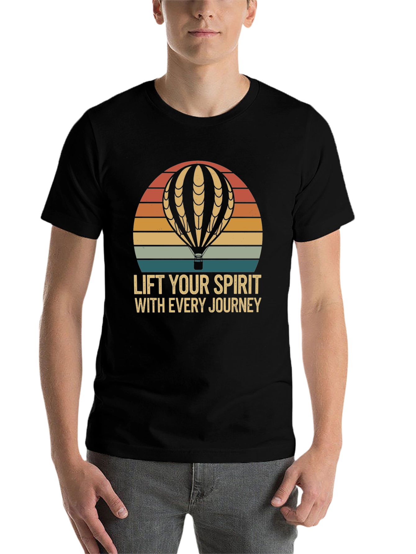 Black Lift Your Spirit Hot Air Balloon Graphic Tee view 7
