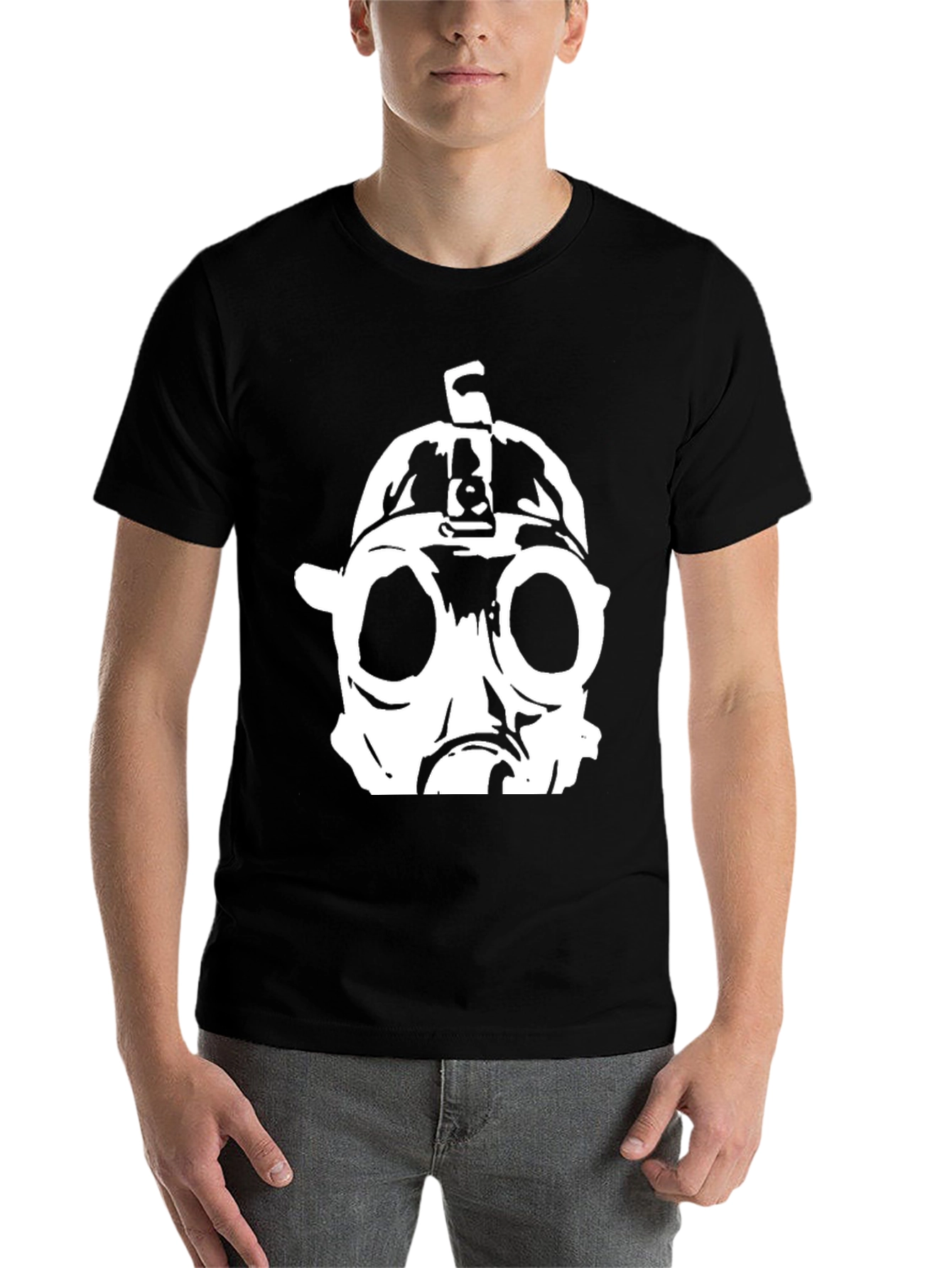 Black Gas Mask Graphic Tee - Bold Statement Shirt view 7
