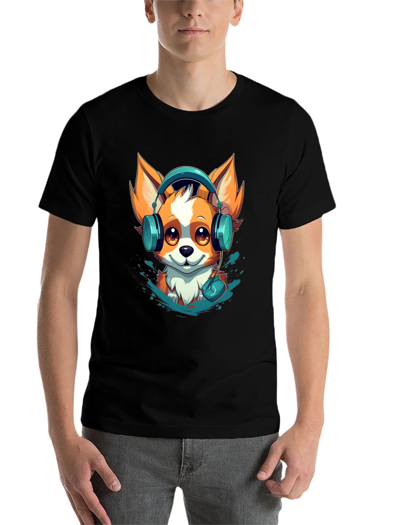 Black Fox Headphone Graphic Tee view 7