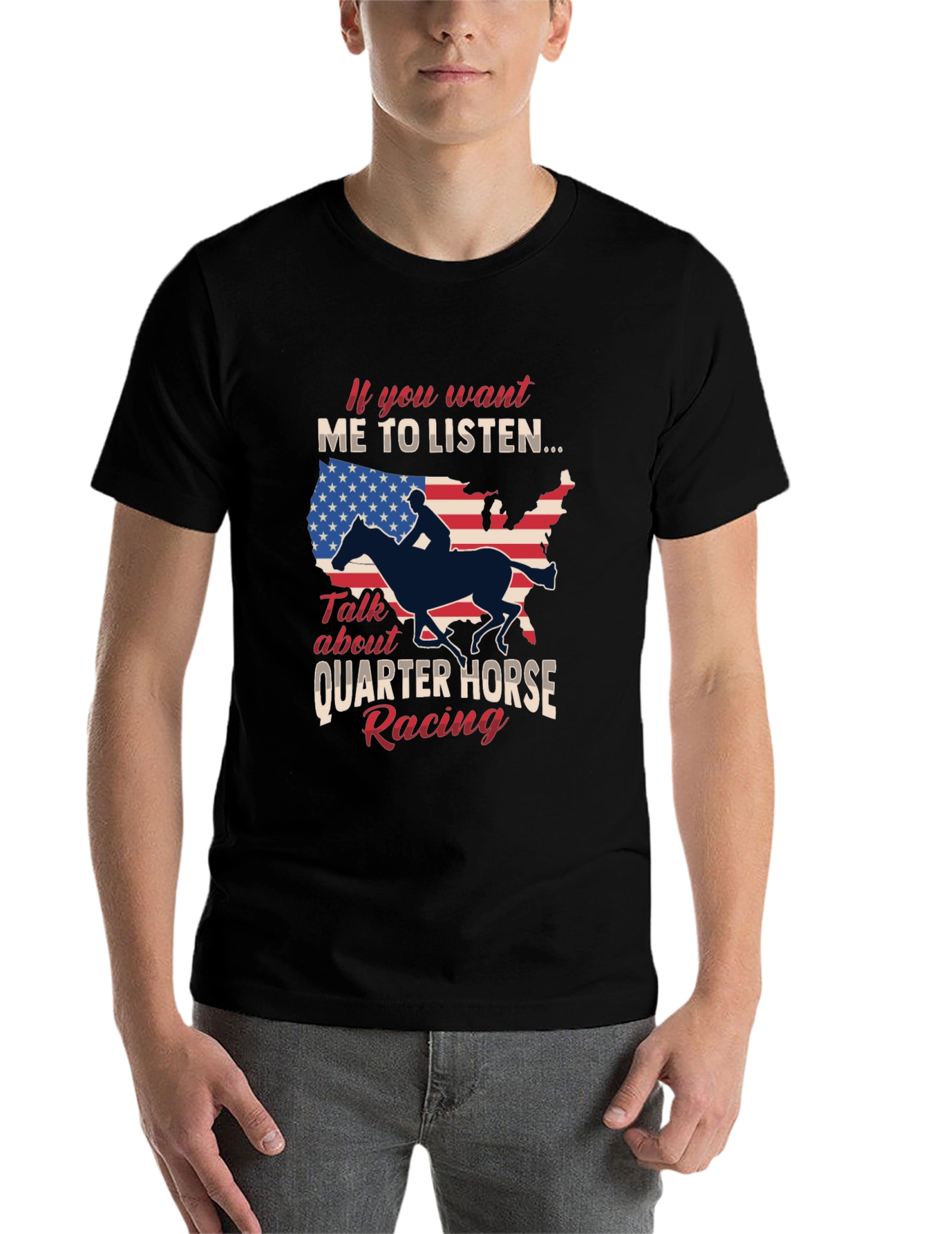 Black Quarter Horse Racing Graphic T-Shirt view 7