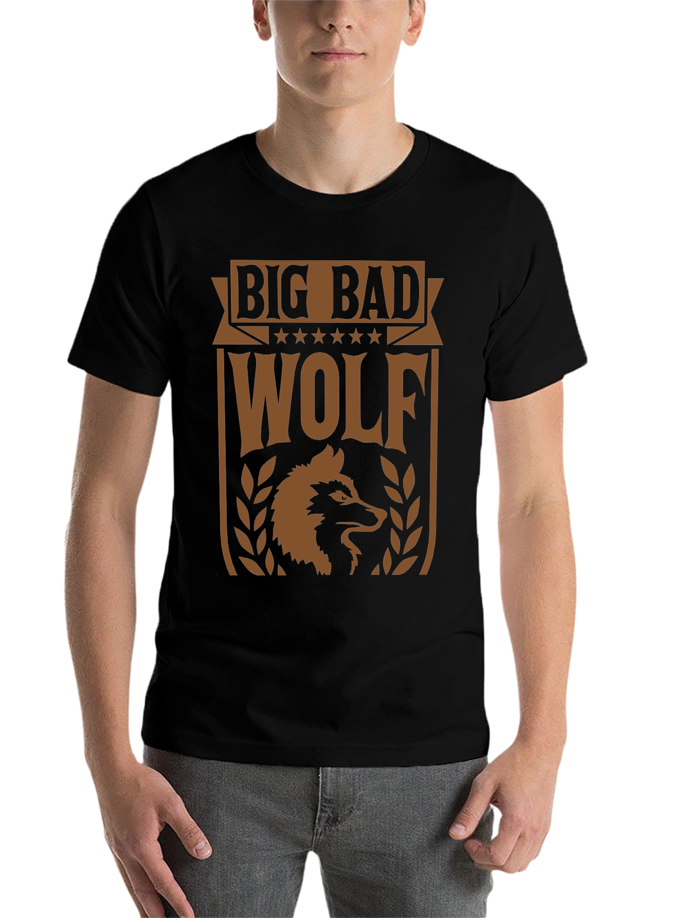 Black Big Bad Wolf Graphic Tee - Men's Black T-Shirt view 7