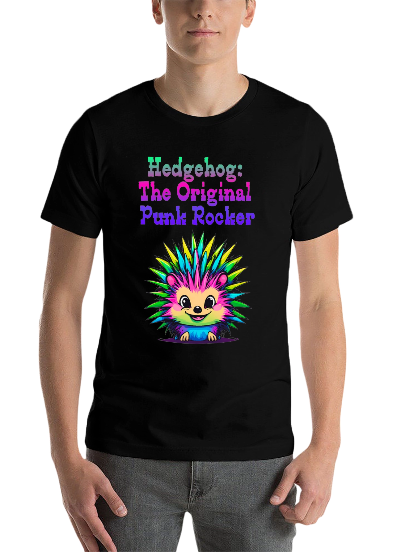 Black Hedgehog Punk Rocker Graphic Tee view 7