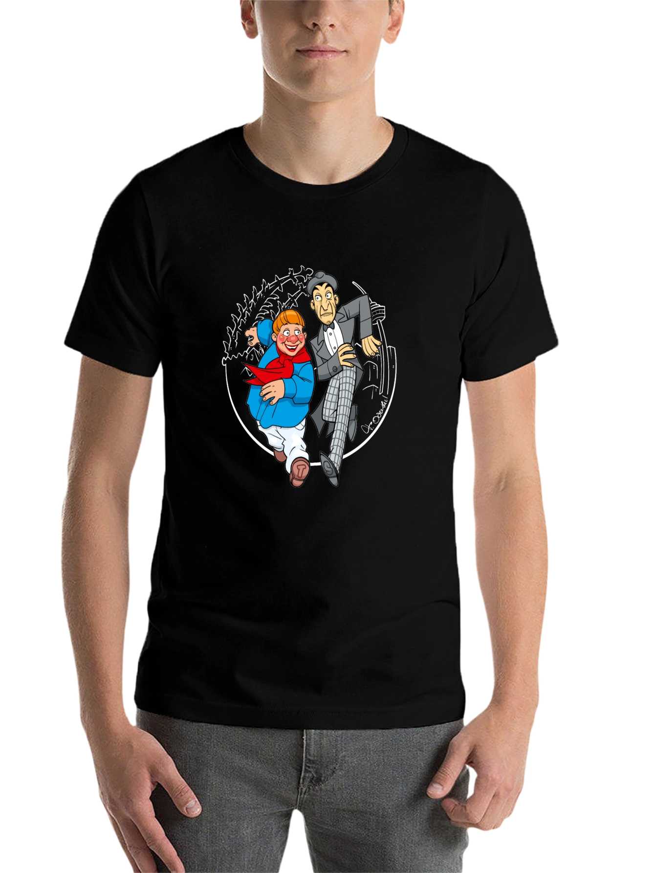 Black Vintage Cartoon Characters Black T-Shirt view 7