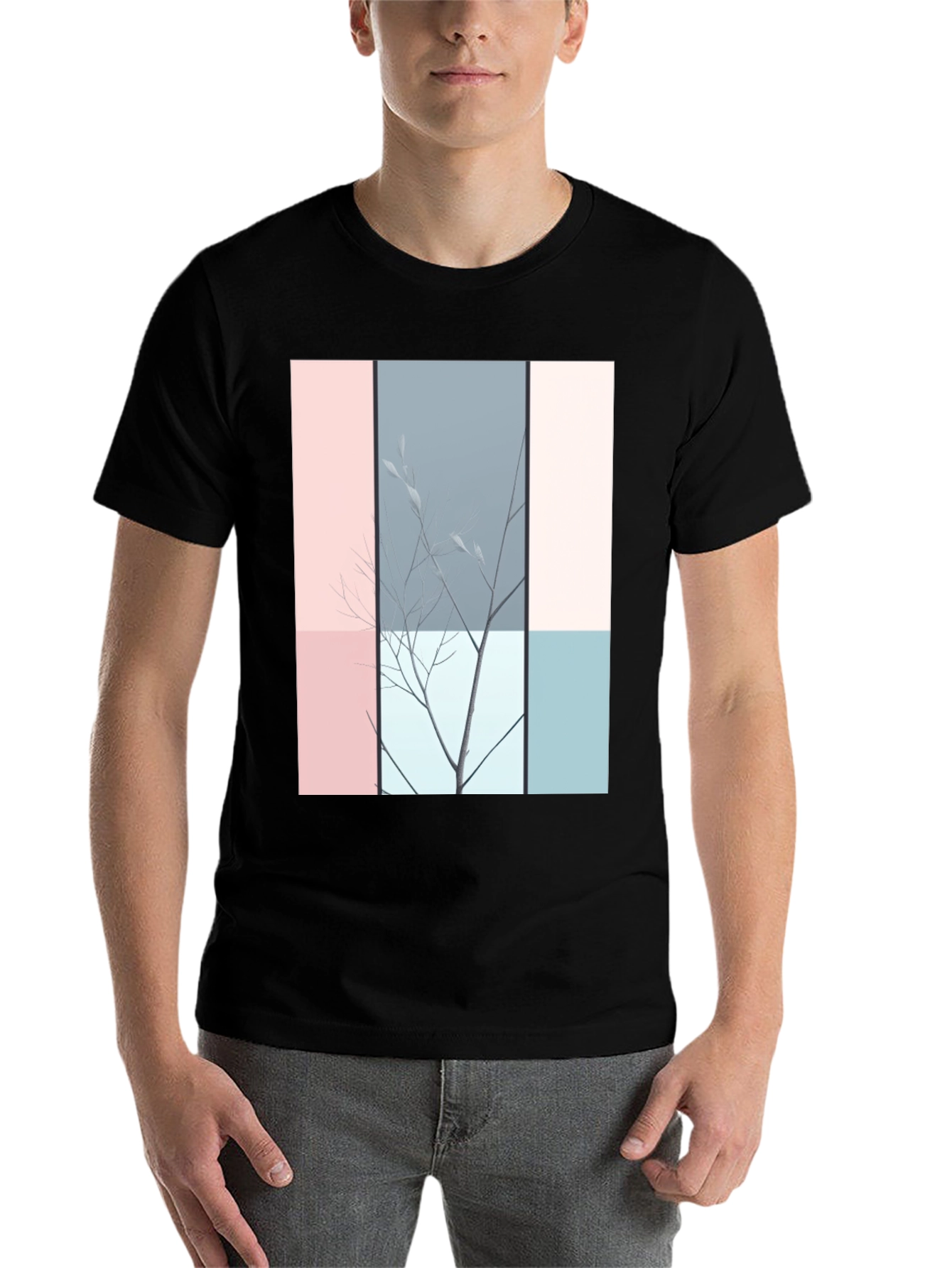 Black Abstract Nature Graphic T-Shirt - Modern Art Tee view 7