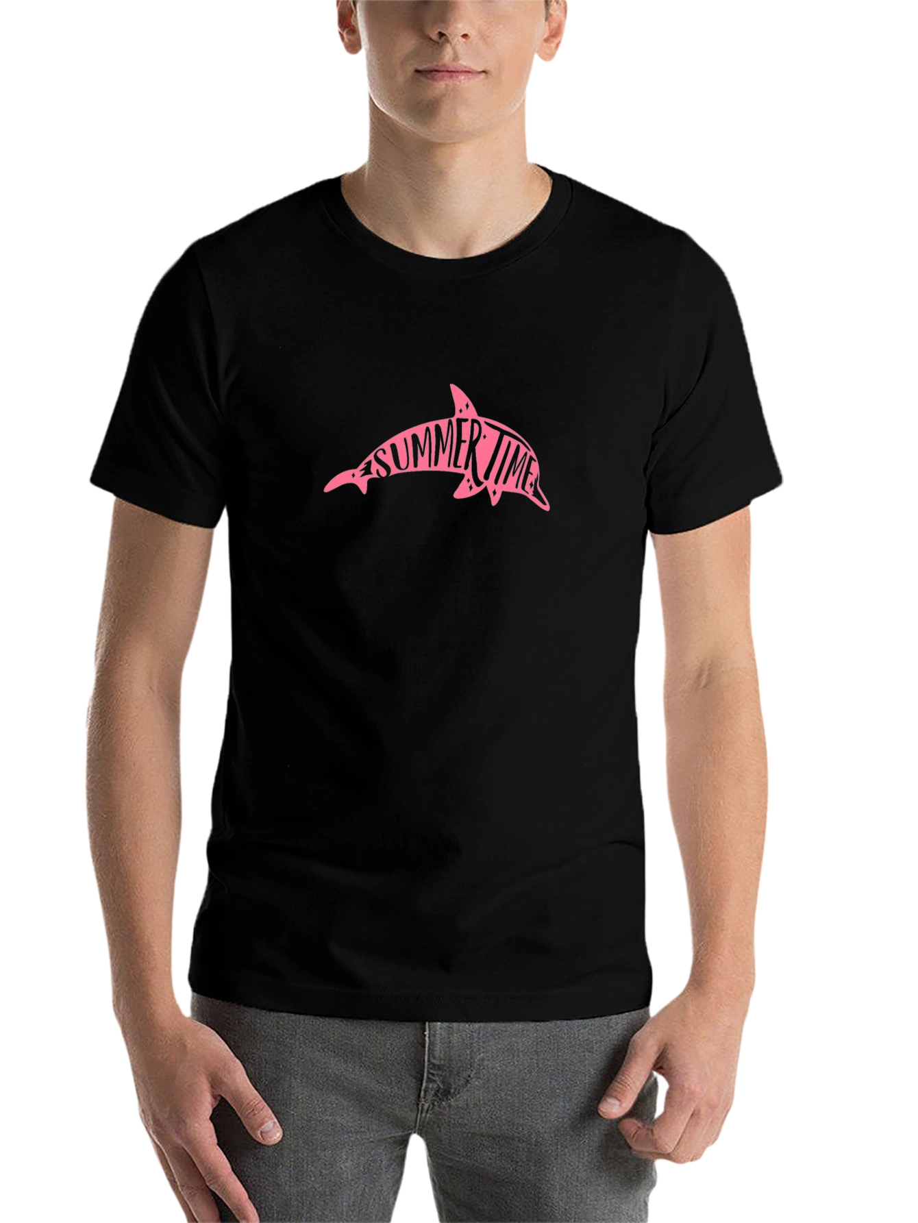 Black Summer Time Dolphin Black T-Shirt view 7