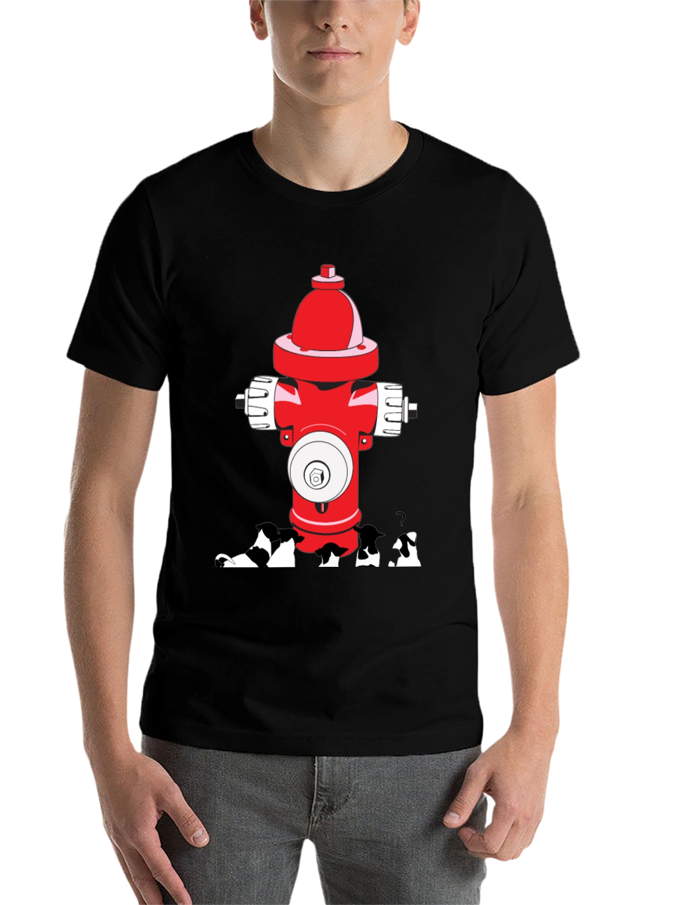 Black Dog Peeing on Fire Hydrant Graphic Tee view 7