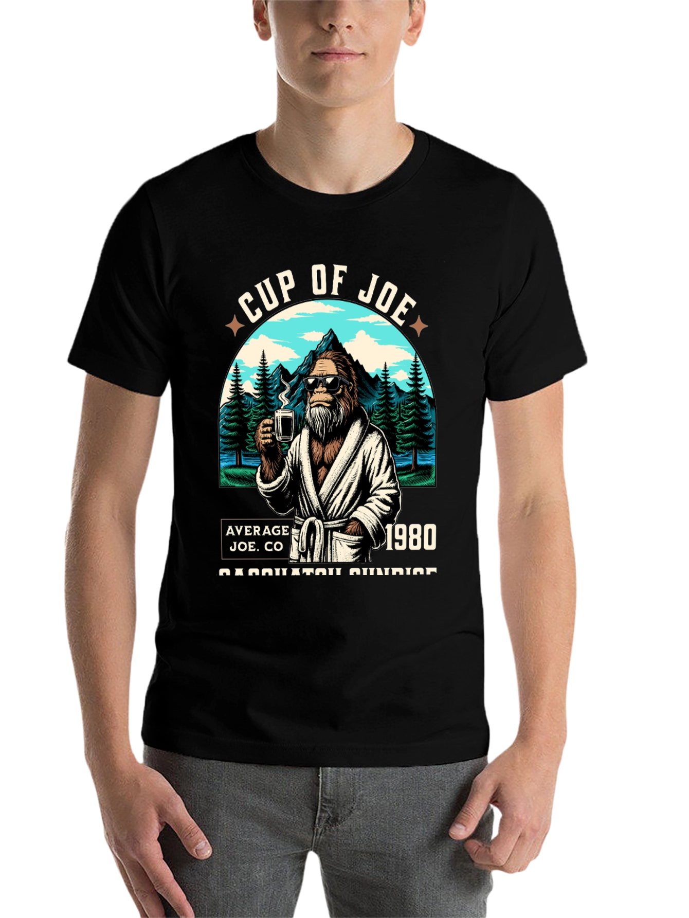 Black Cup of Joe Bigfoot T-Shirt: Average Joe CO view 7