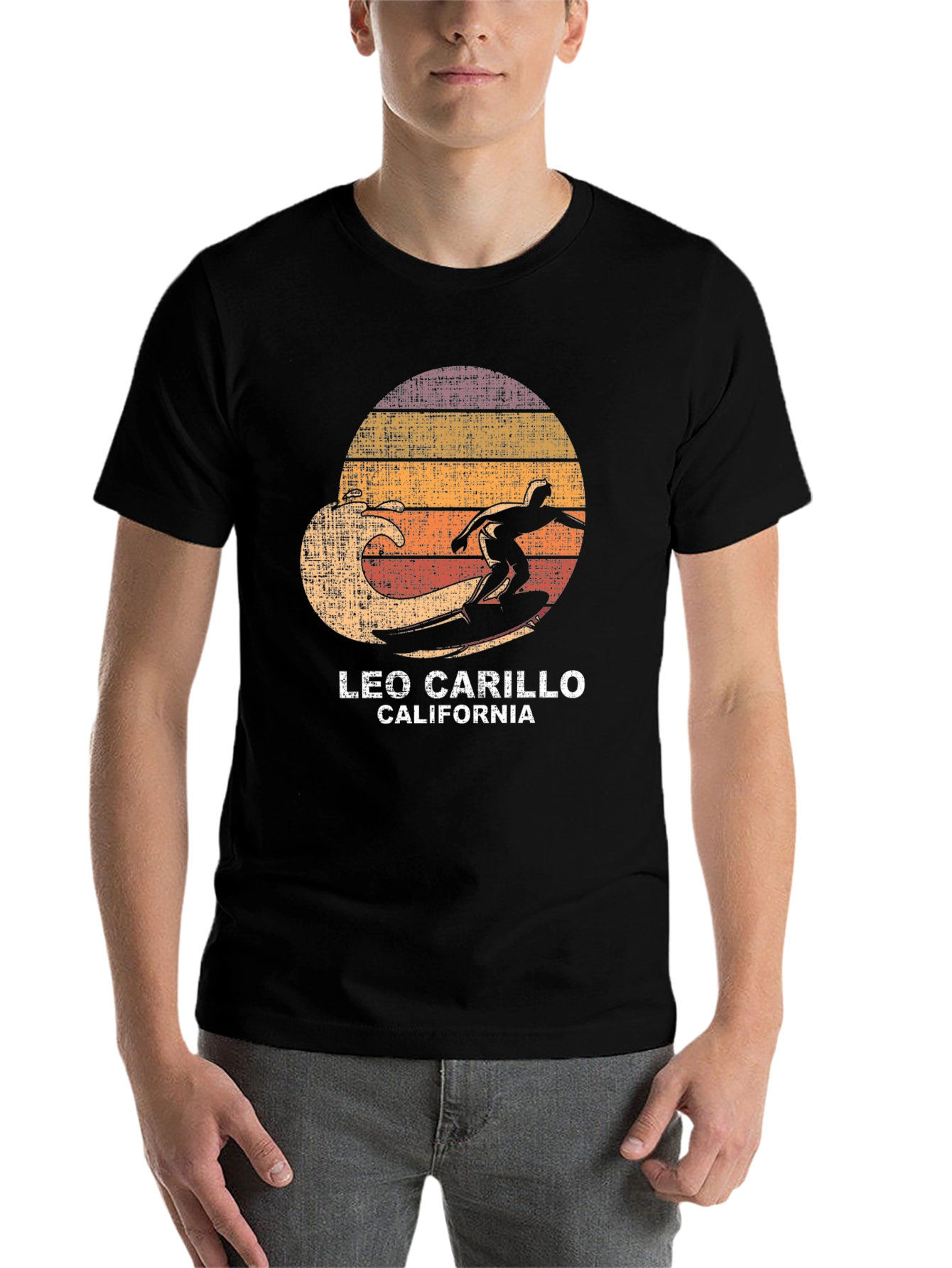 Black Retro Leo Carillo Surfer Graphic Tee view 7