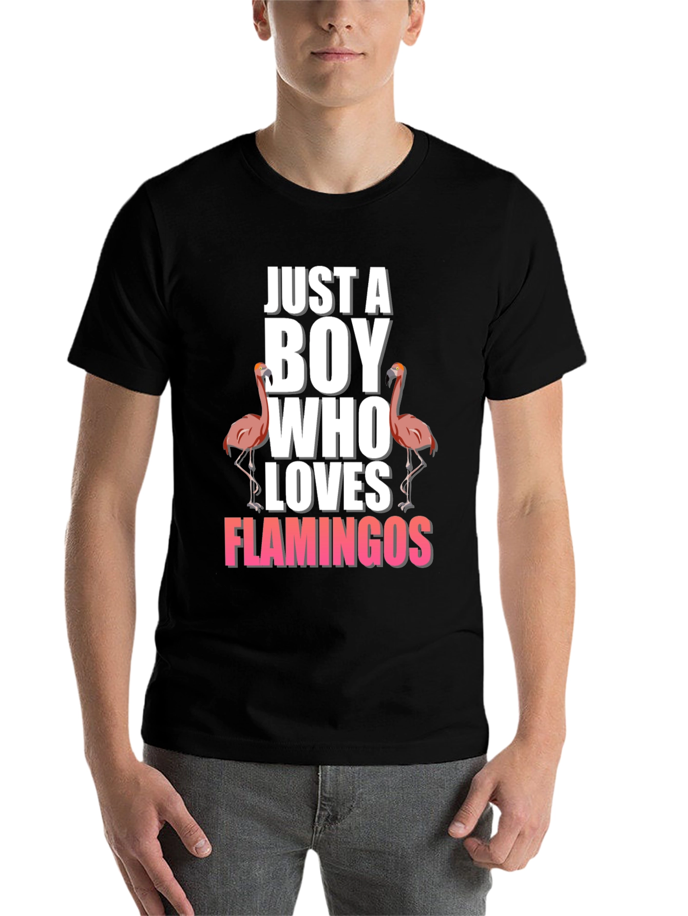 Black Boy Who Loves Flamingos T-Shirt view 7