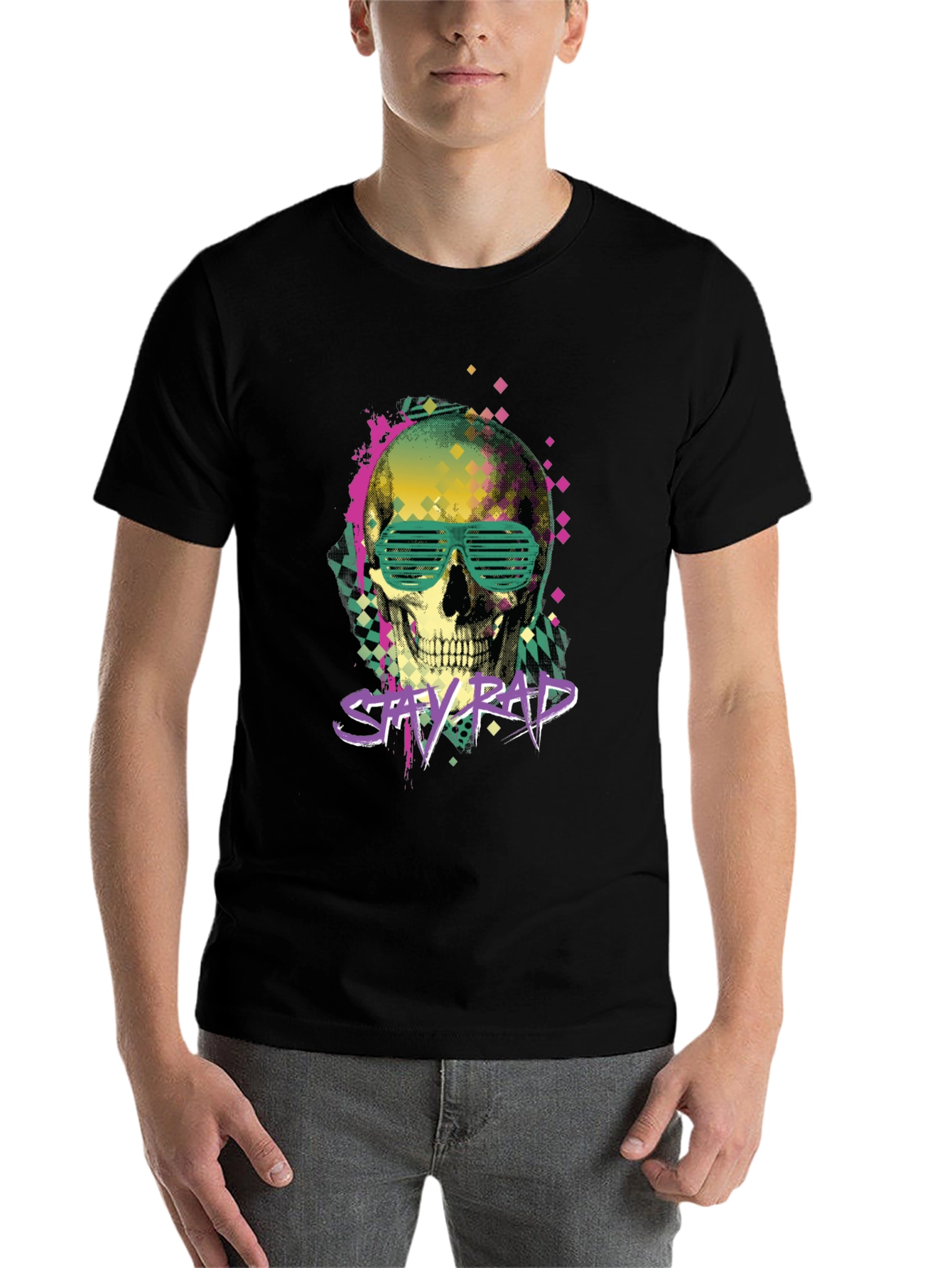 Black Stay Rad Graphic Tee - Skull & Shutter Shades view 7