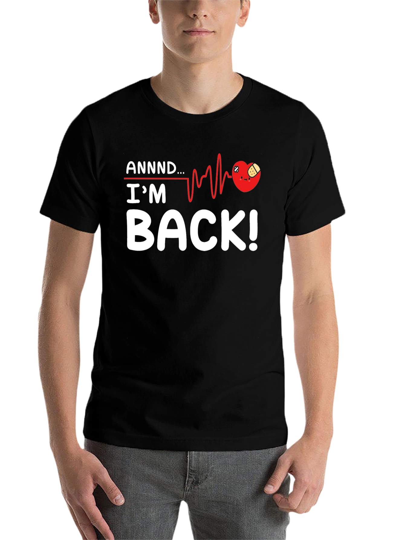 Black I'm Back! Heartbeat Recovery Graphic Tee view 7