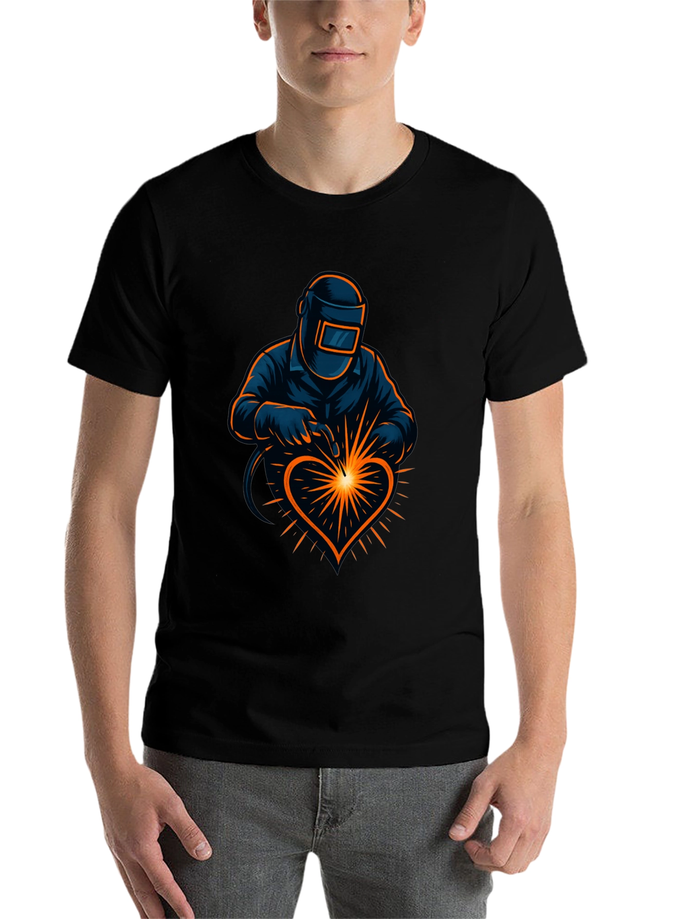 Black Welder's Heart Black T-Shirt - Love to Weld view 7
