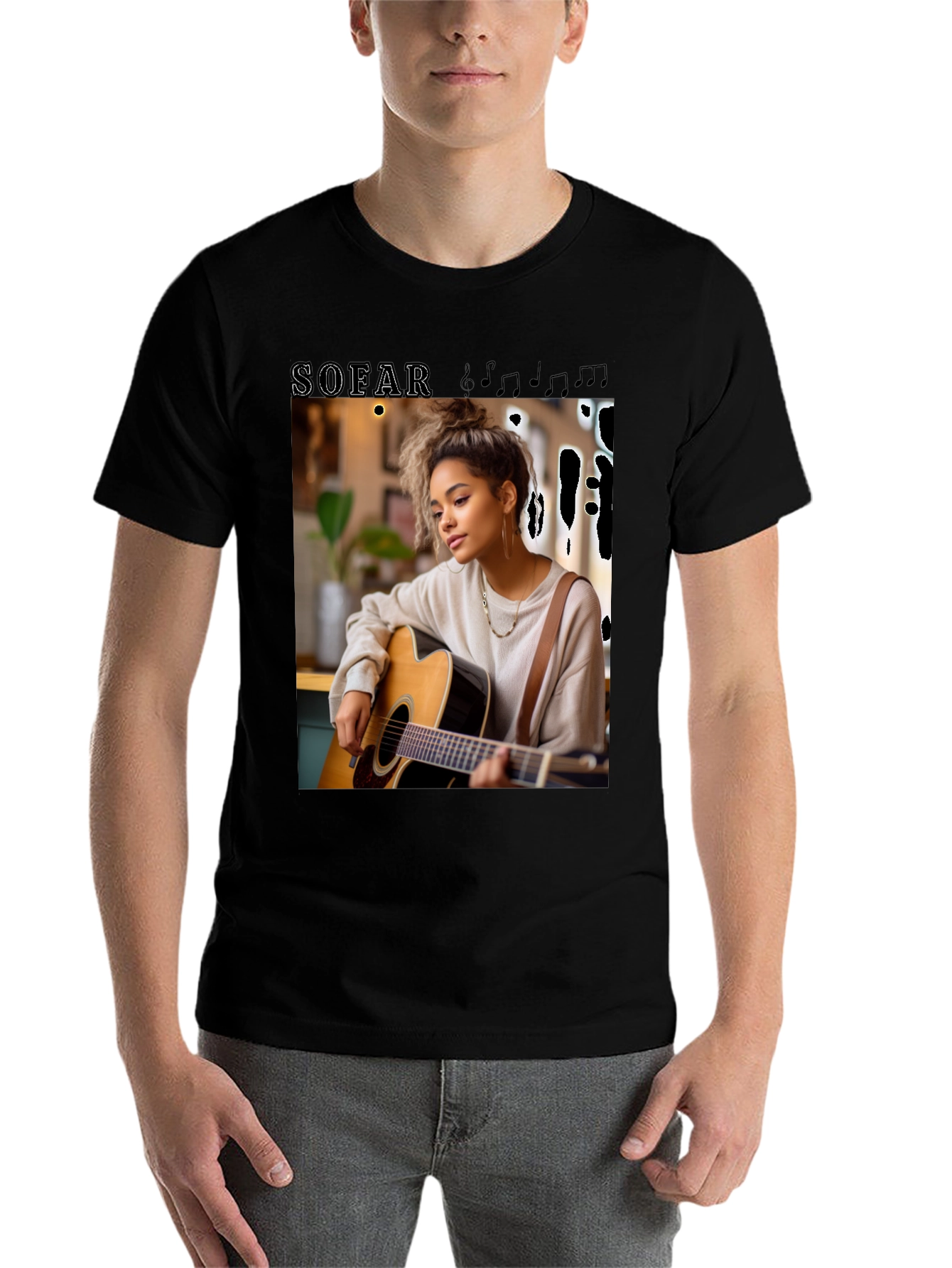 Black SOFAR Graphic Tee - Musician Design view 7